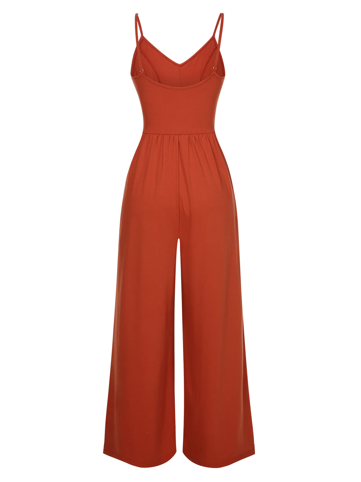 Orange 1950s Solid Button Suspender Jumpsuit - Image 2