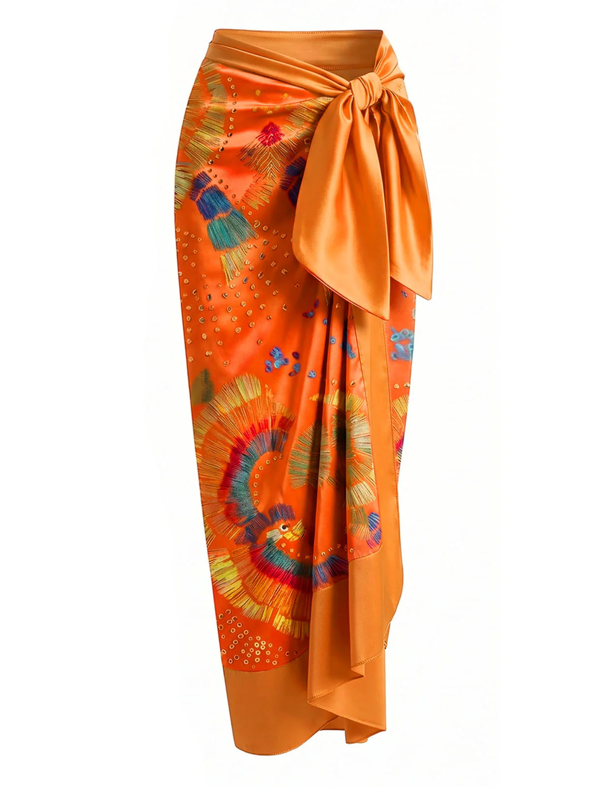 [Pre-Sale] Orange 1950s Tribal Print Halter One-Piece Swimsuit & Cover-Up - Image 3