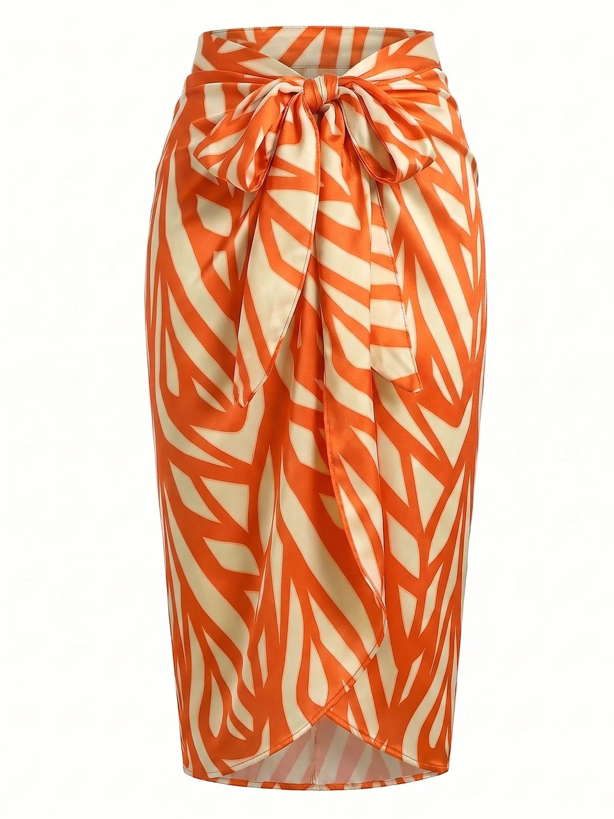 [Pre-Sale] Orange 1960s Abstract Print Cutout Swimsuit & Cover-up - Image 3