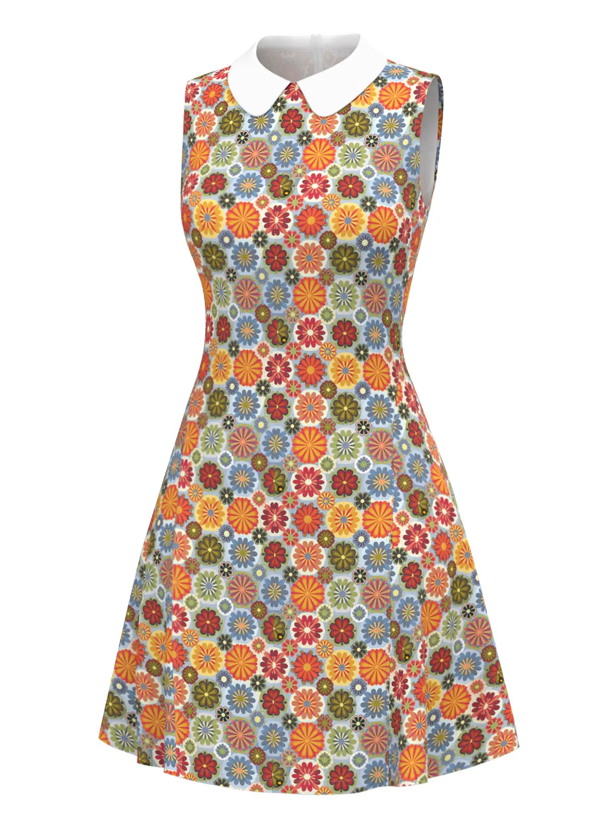 Orange 1960s Daisy Peter Pan Collar Dress - Image 2