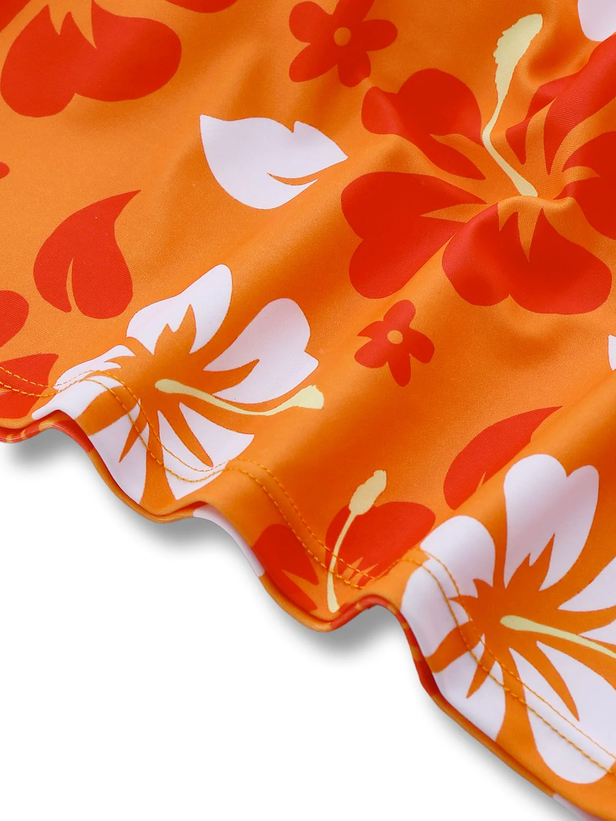 Orange 1960s Floral Backless Bikini Set - Image 7