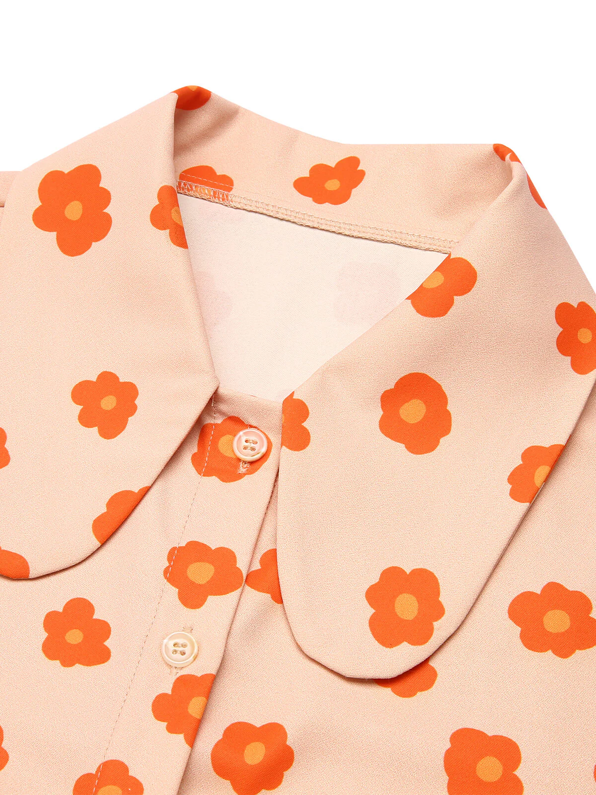 Orange 1960s Floral Short Sleeves Shirt - Image 5