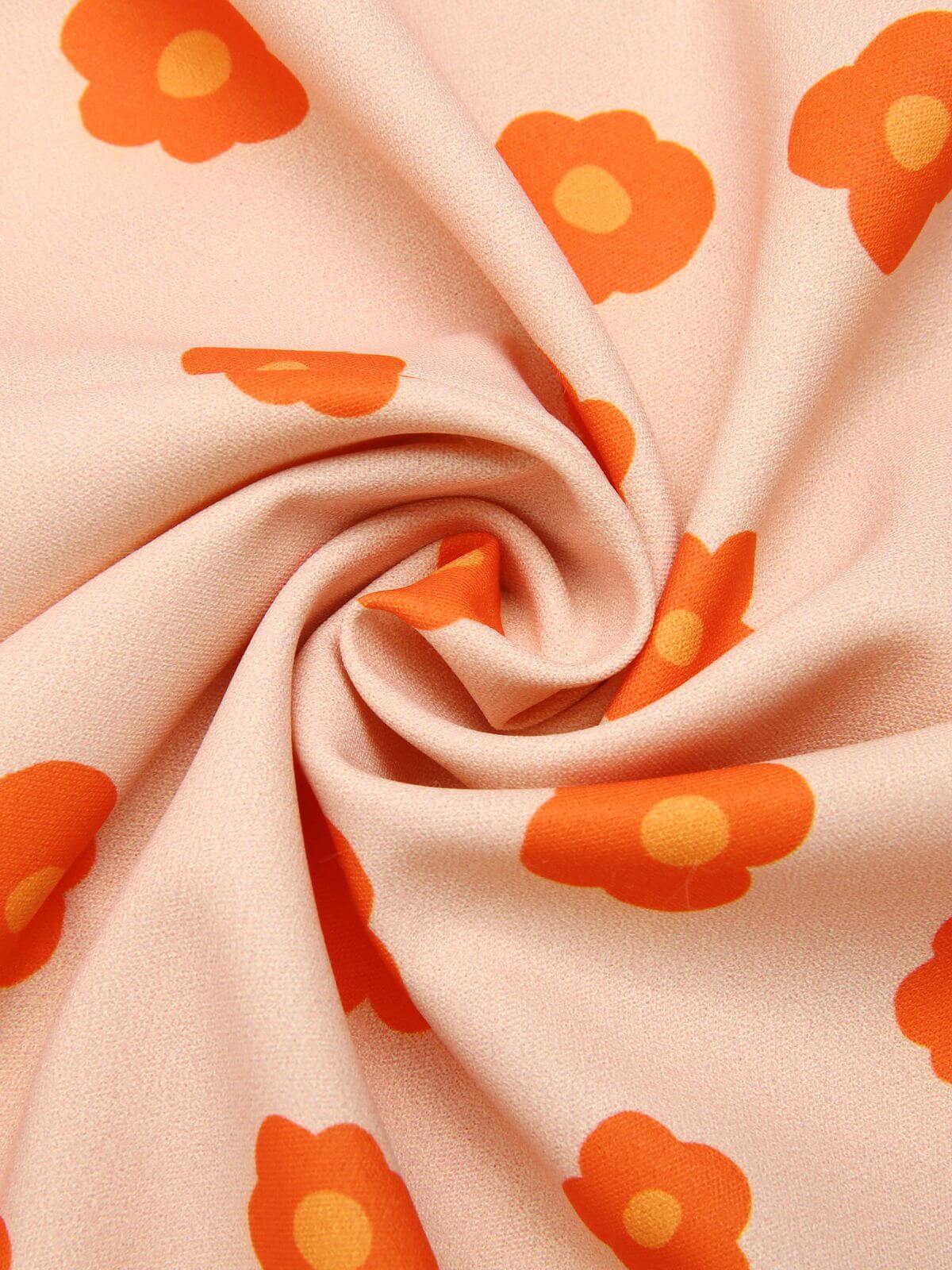 Orange 1960s Floral Short Sleeves Shirt - Image 7