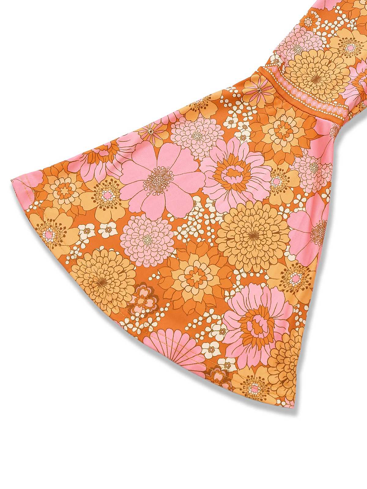 Orange 1960s Hippe Bell Sleeve Floral Dress - Image 4