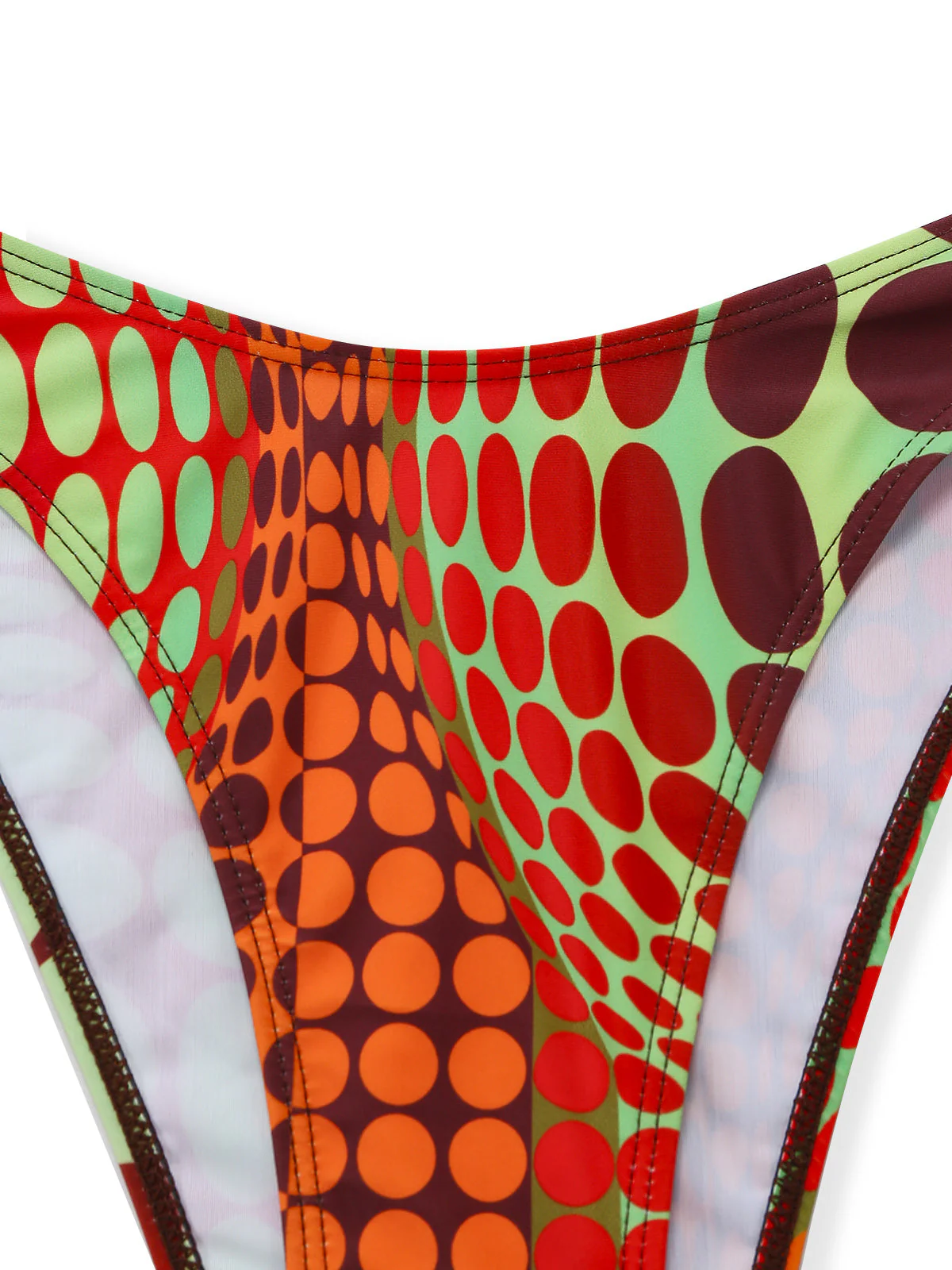 [Pre-Sale] Orange 1960s Psychedelic Polka Dot Mesh Bikini Set - Image 6
