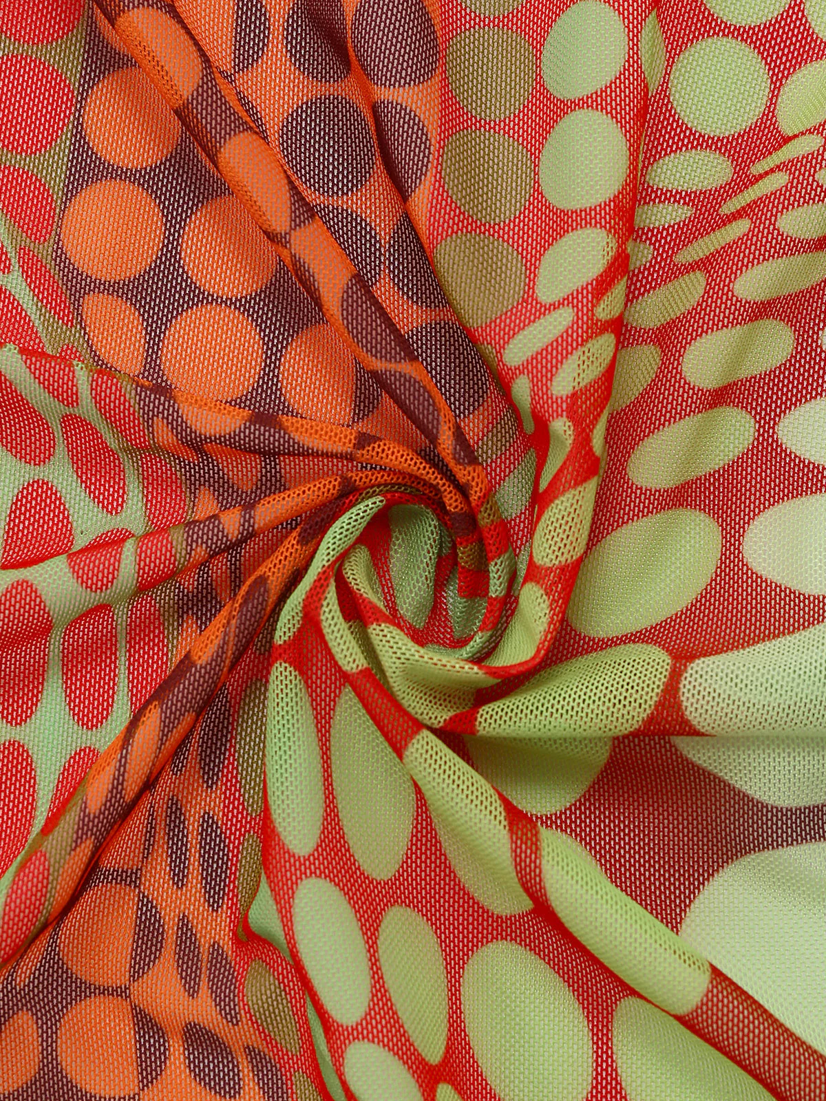 [Pre-Sale] Orange 1960s Psychedelic Polka Dot Mesh Bikini Set - Image 8