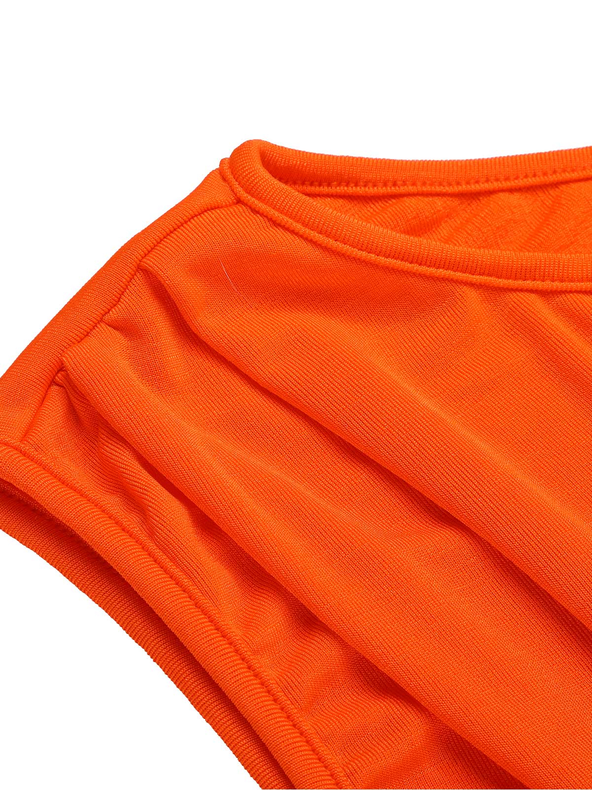 Orange 1960s Solid One Shoulder Sleeveless Dress - Image 5