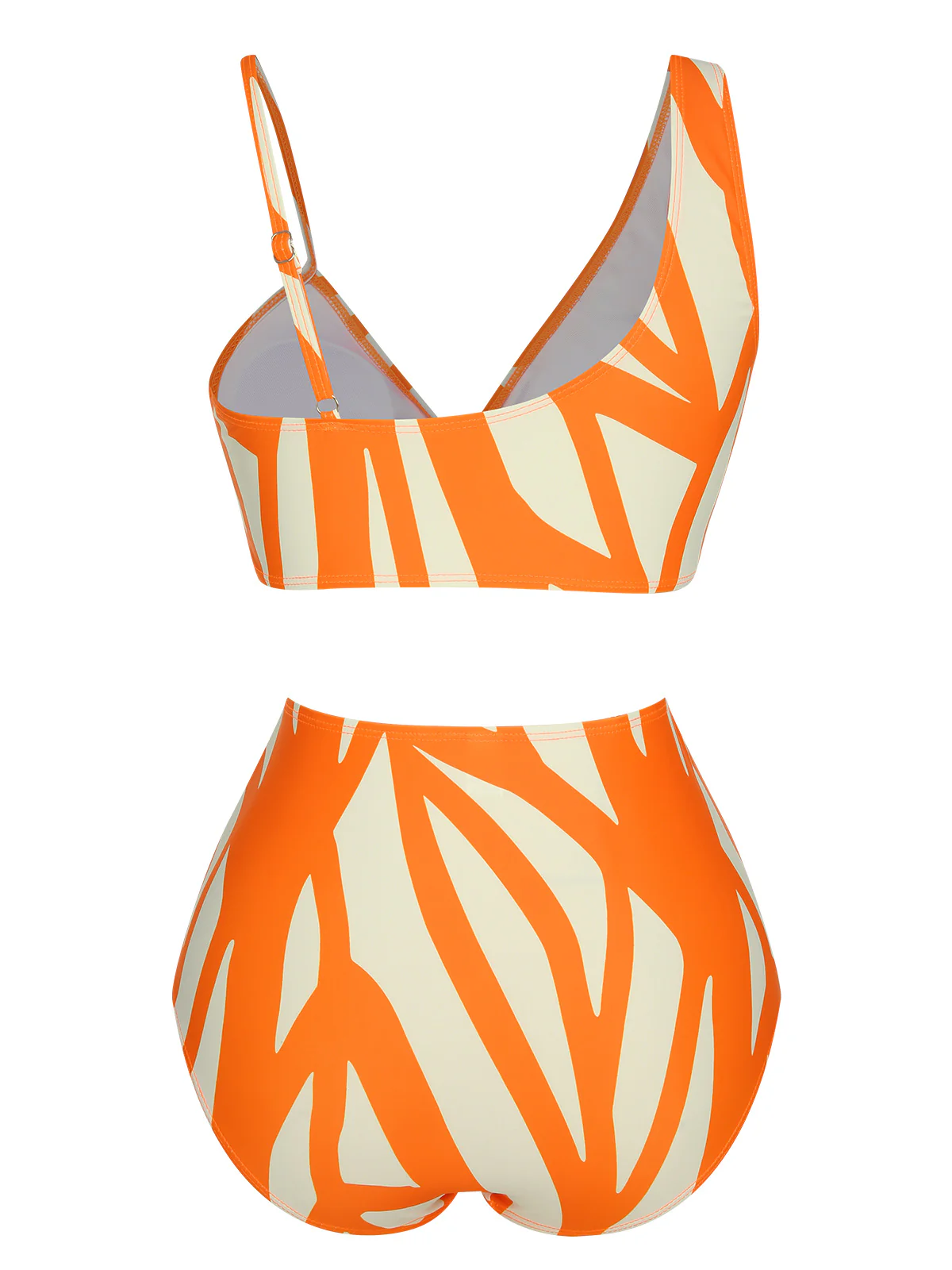 Orange 1960s Strap Stripe Swimsuit - Image 3