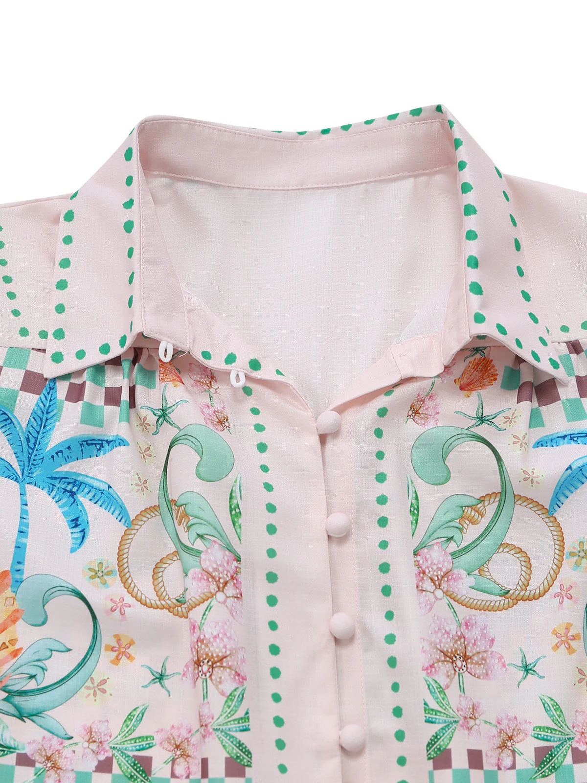 Orange 1970s Boho Pastel Print Button Tie-Waist Dress - Image 4