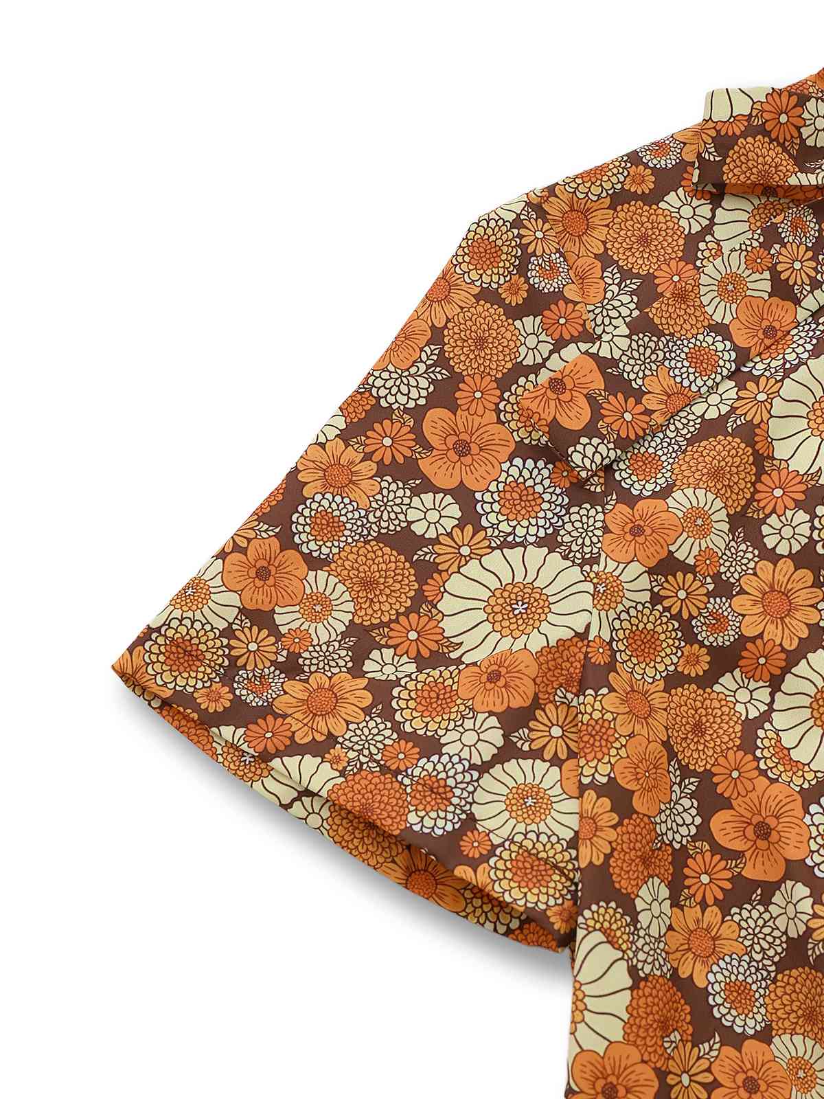 [Pre-Sale] Orange 1970s Daisy Corduroy Patchwork Tie Neck Jumpsuit - Image 6