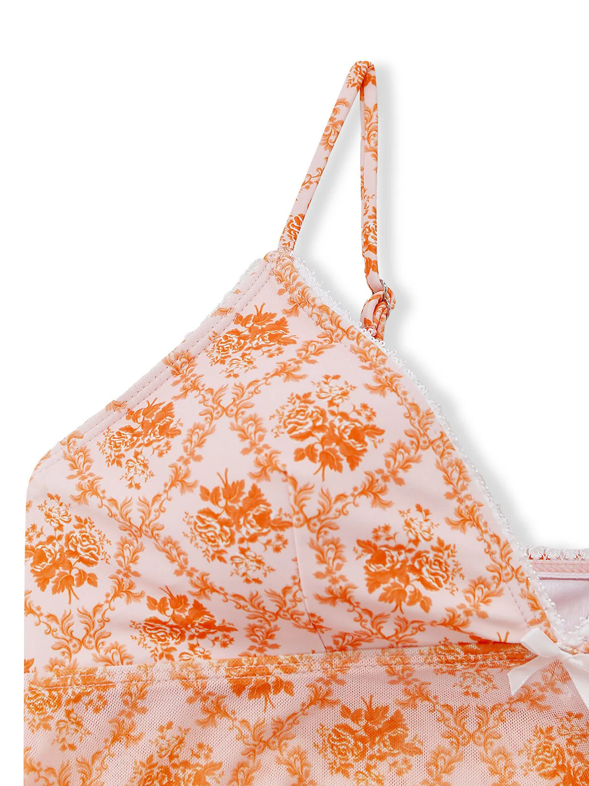 Orange 1970s Deep V-Neck Floral Print Tankini Set - Image 5