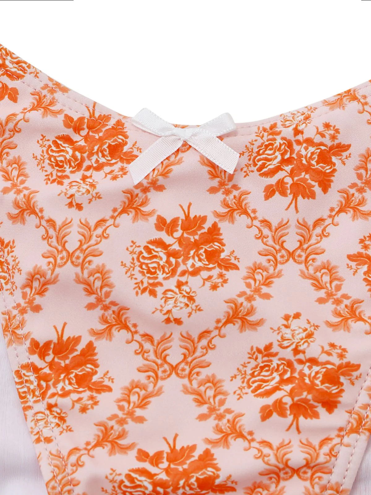 Orange 1970s Deep V-Neck Floral Print Tankini Set - Image 6