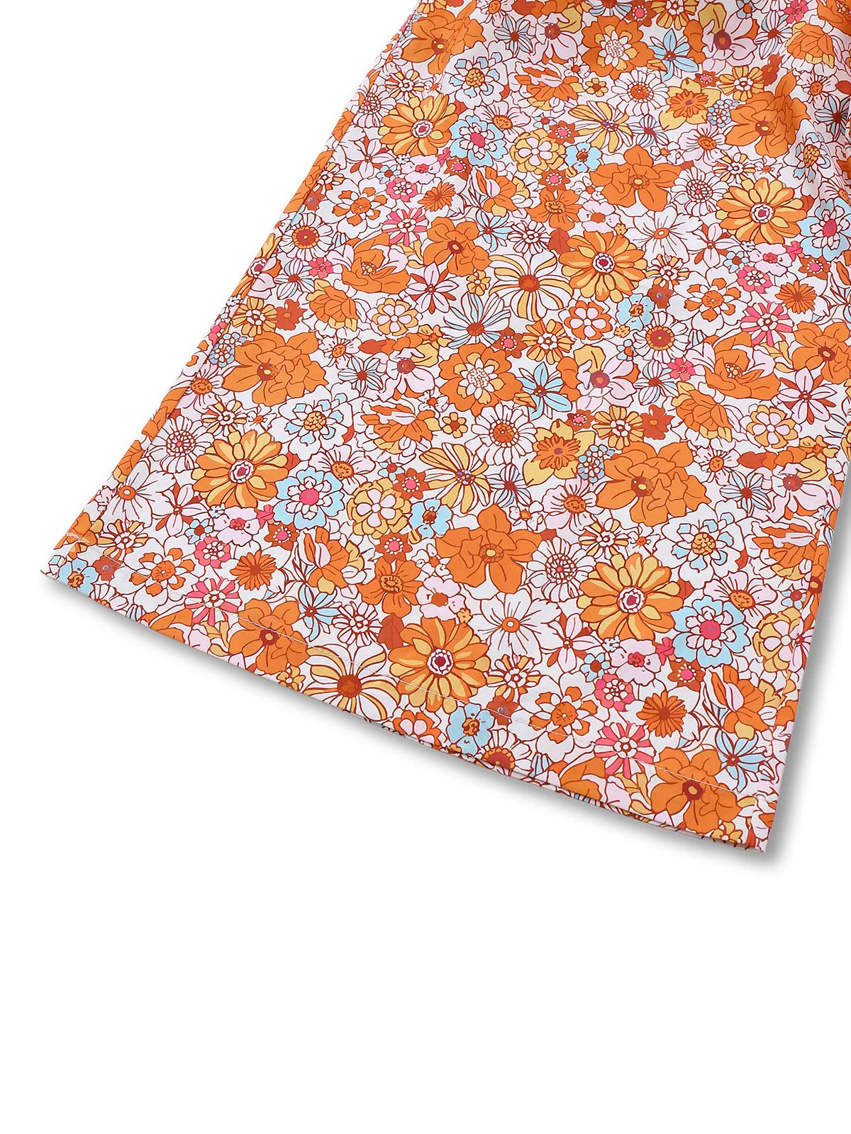 Orange 1970s Floral Print Wide Leg Jumpsuit - Image 4