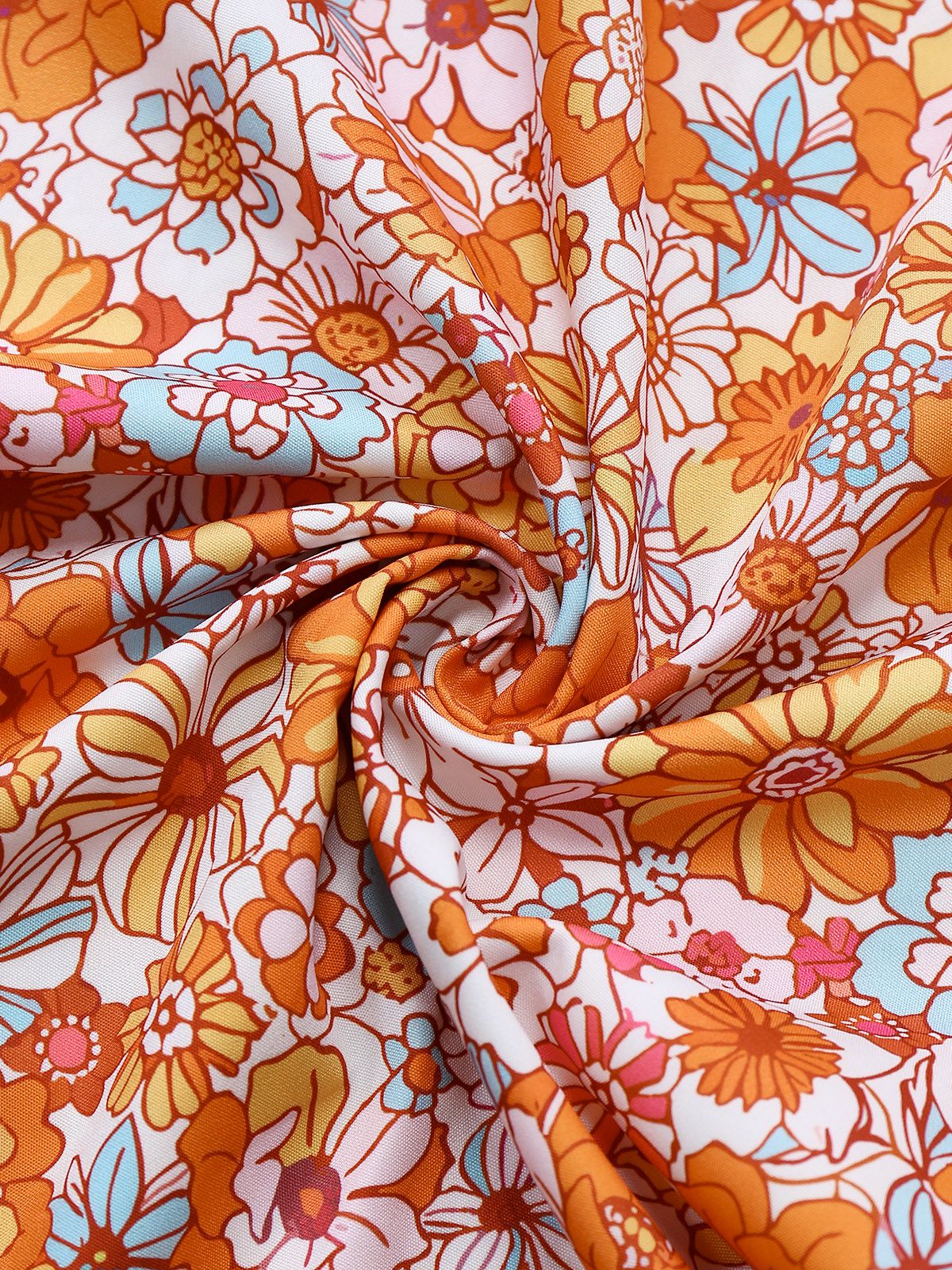 Orange 1970s Floral Print Wide Leg Jumpsuit - Image 5