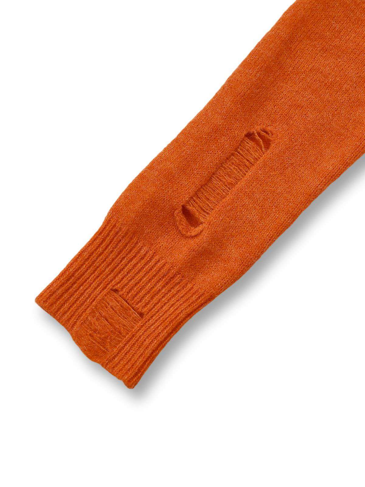 Orange 1970s Halloween Distressed Pumpkin Knit Hoodie Dress - Image 5