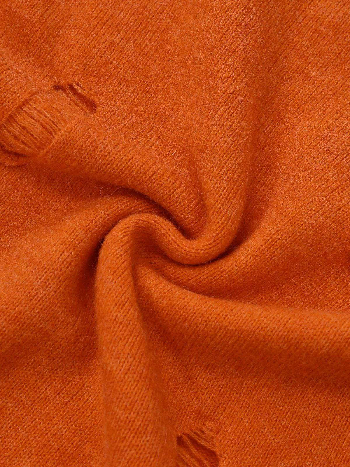 Orange 1970s Halloween Distressed Pumpkin Knit Hoodie Dress - Image 6