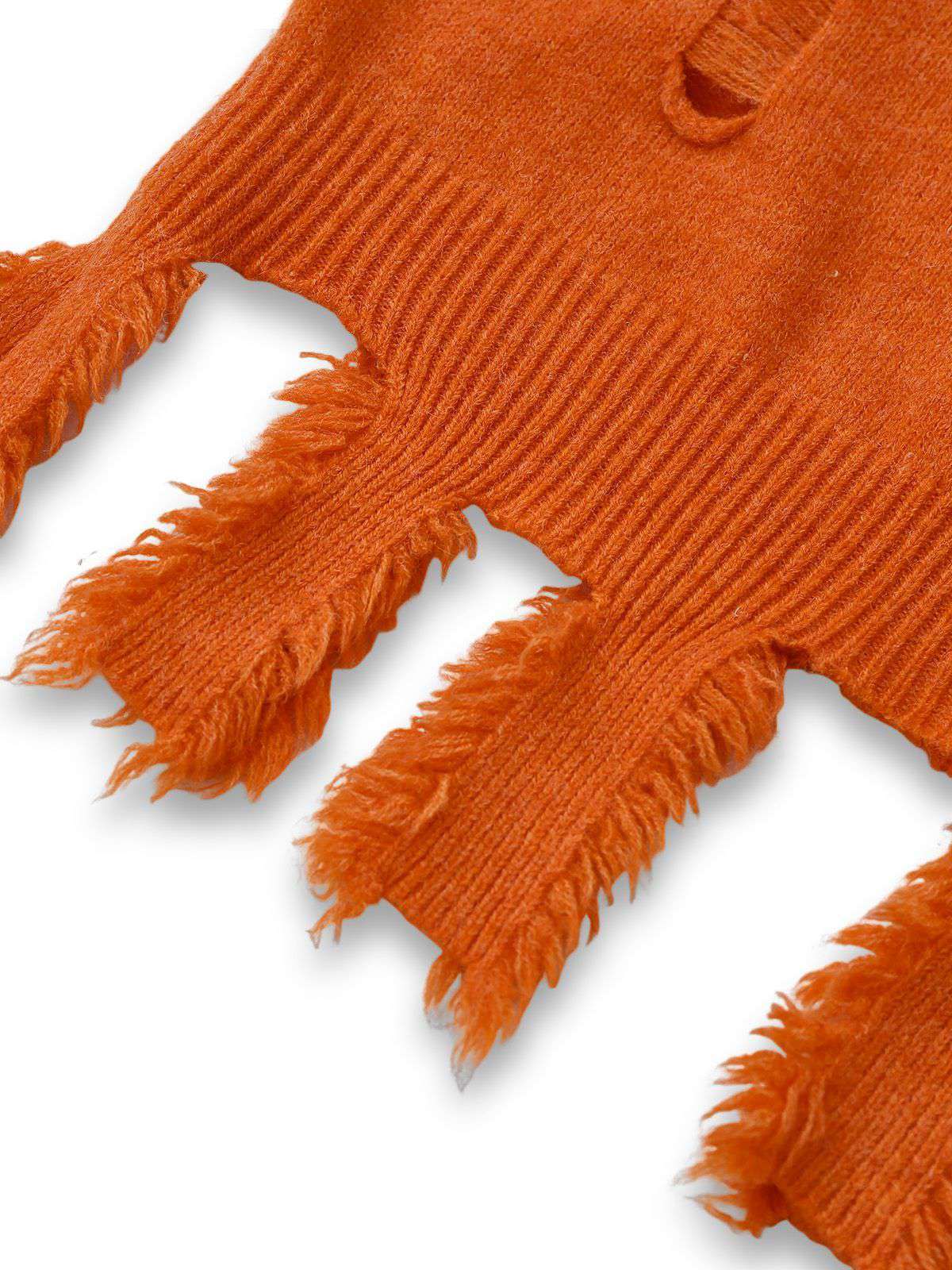 Orange 1970s Halloween Distressed Pumpkin Knit Hoodie Dress - Image 7
