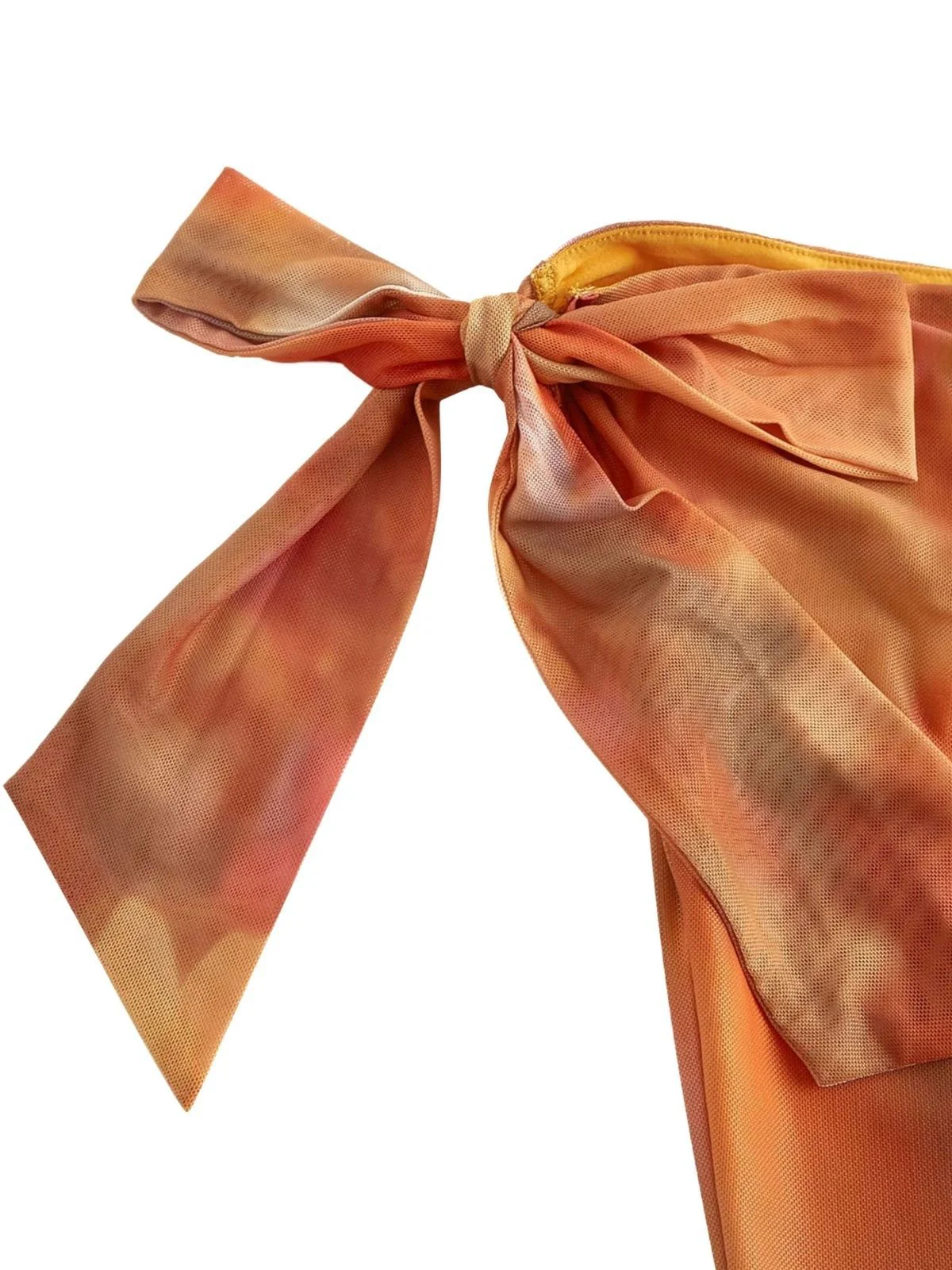 [Pre-Sale] Orange 1970s One-Shoulder Mesh Asymmetrical Hem Dress - Image 5