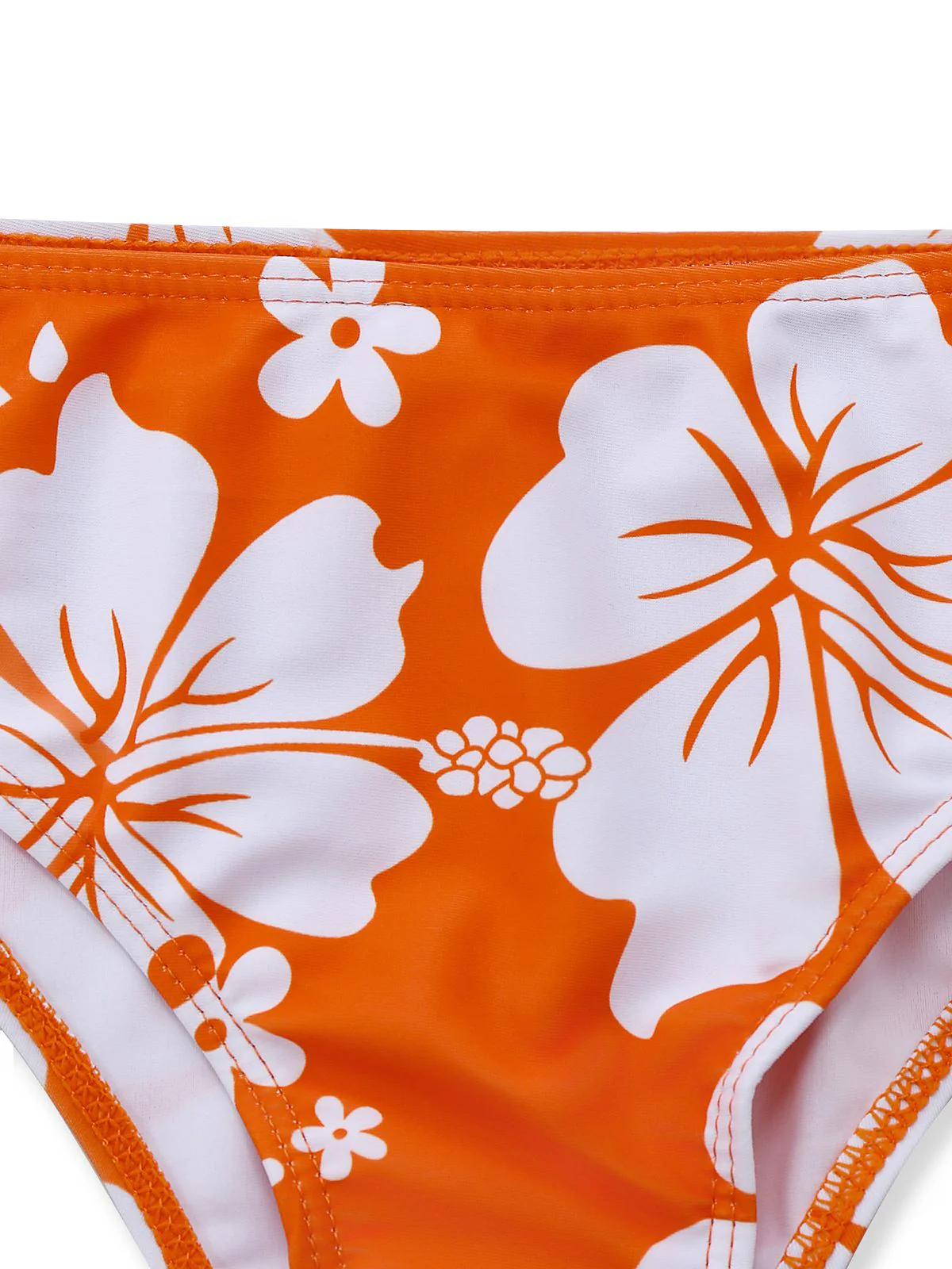 Orange 1970s Tropical Floral Halter Tie-Side Tankini Set - Image 5
