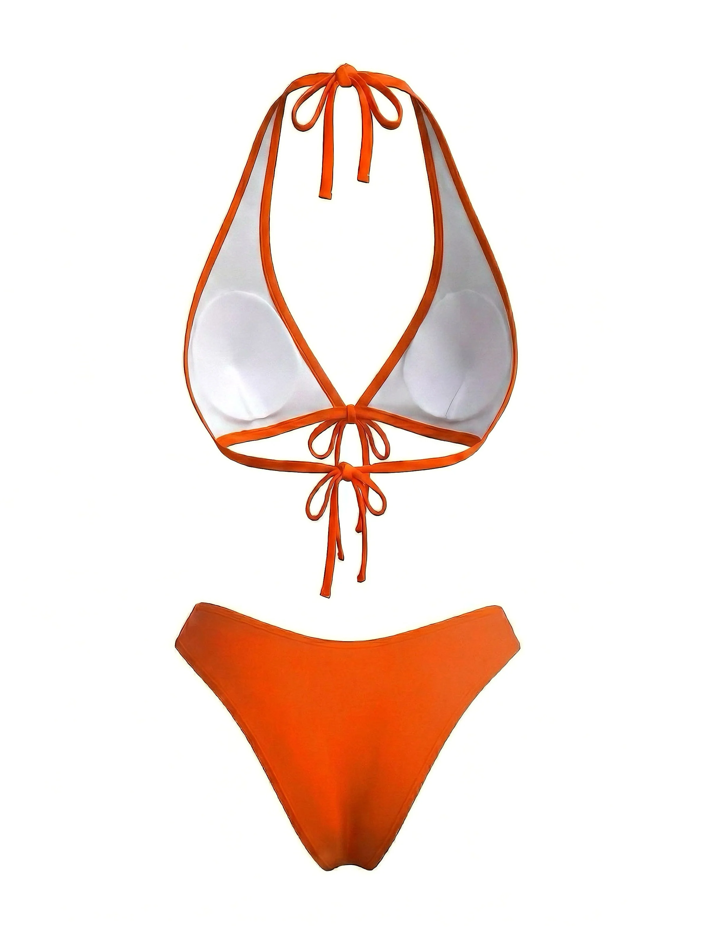 Orange 1980s Boho Irregular Bikini Set & Cover-Up - Image 5