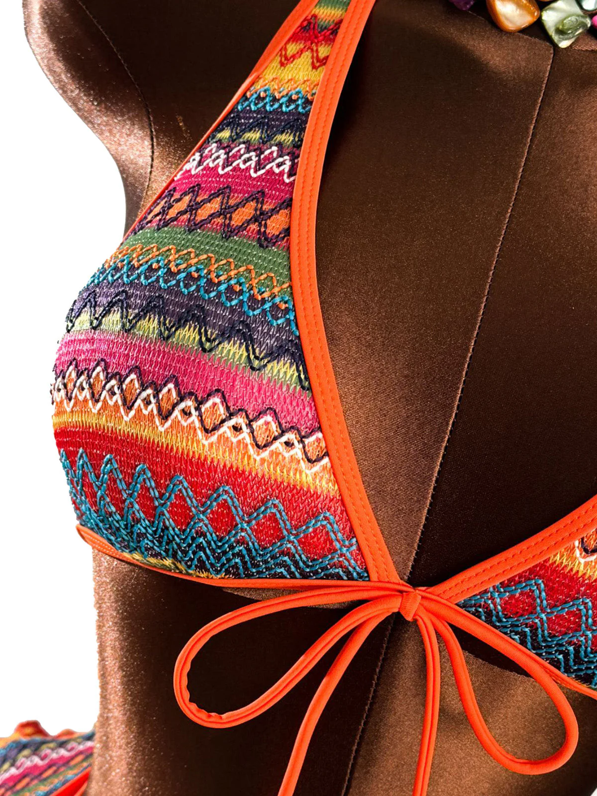 Orange 1980s Boho Irregular Bikini Set & Cover-Up - Image 7