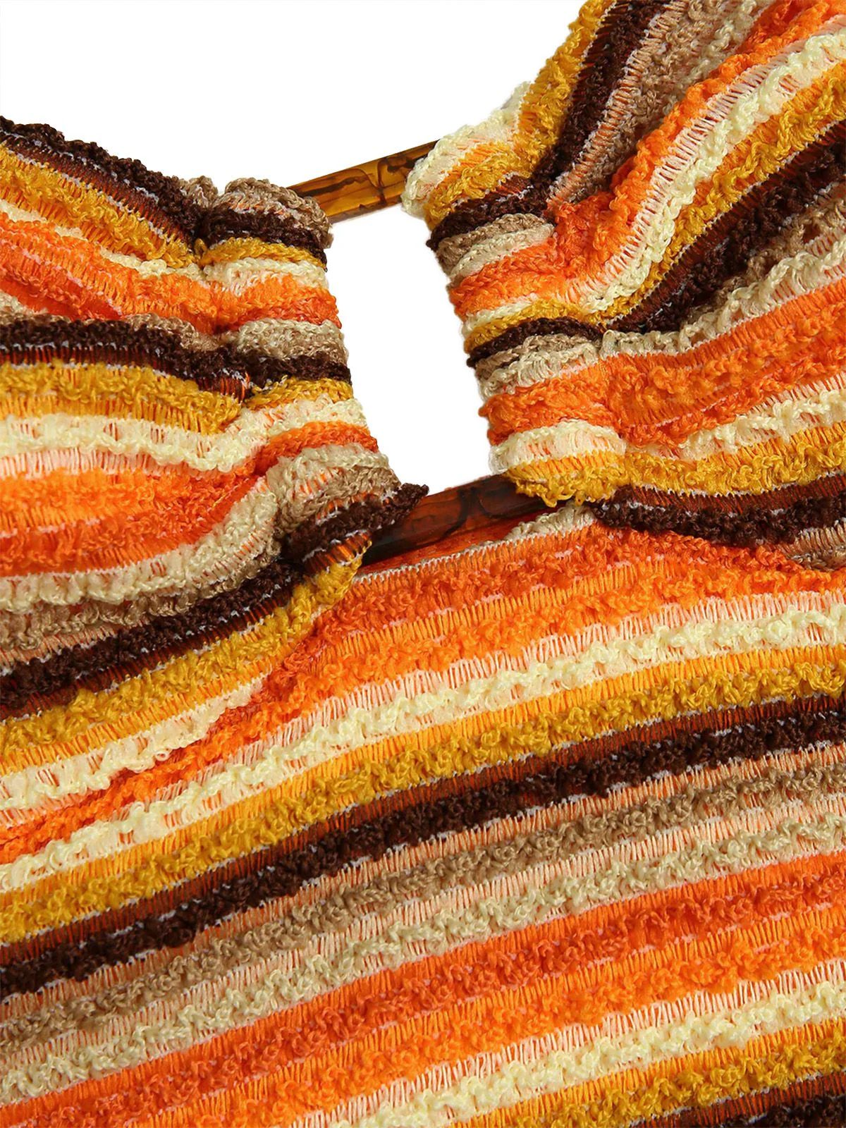 Orange 1980s Knit Striped Halter Swimsuit - Image 5