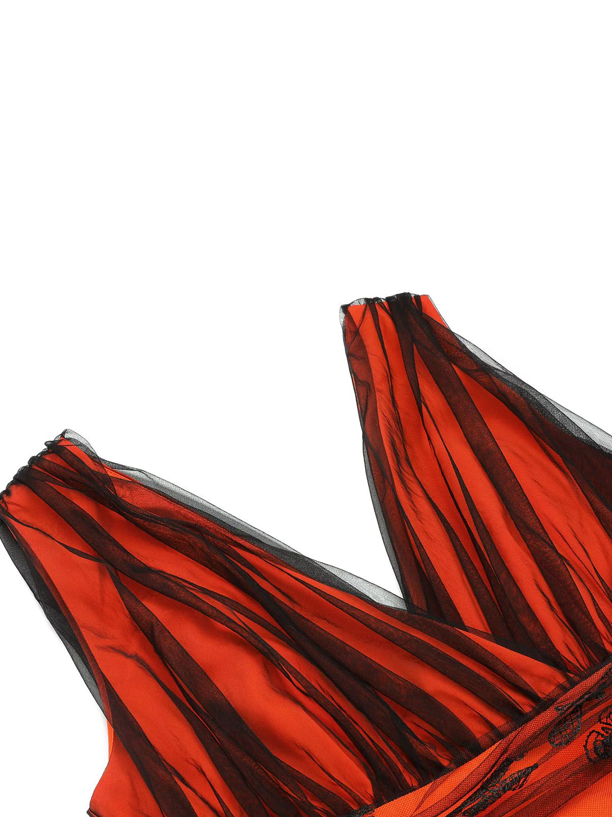 Orange 1930s Butterfly V-Neck Patchwork Jumpsuit - Image 5