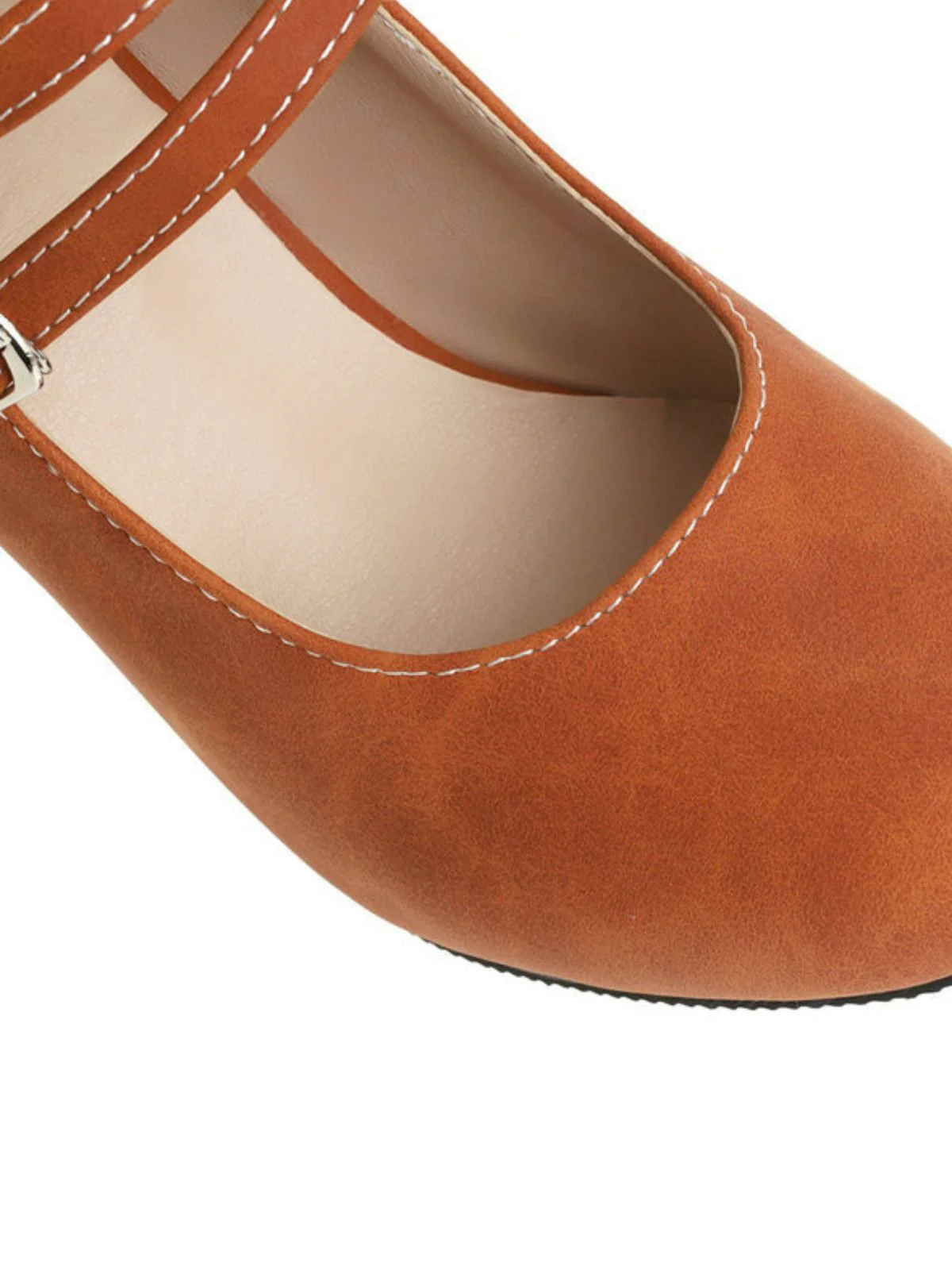 Orange Double Buckle Strap Mary Jane Heels Shoes - Image 4