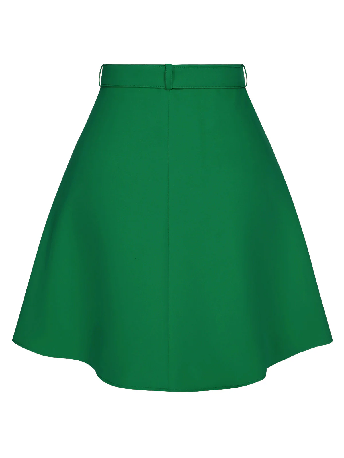 Orange Red 1960s Button Solid Belted Skirt - Image 11