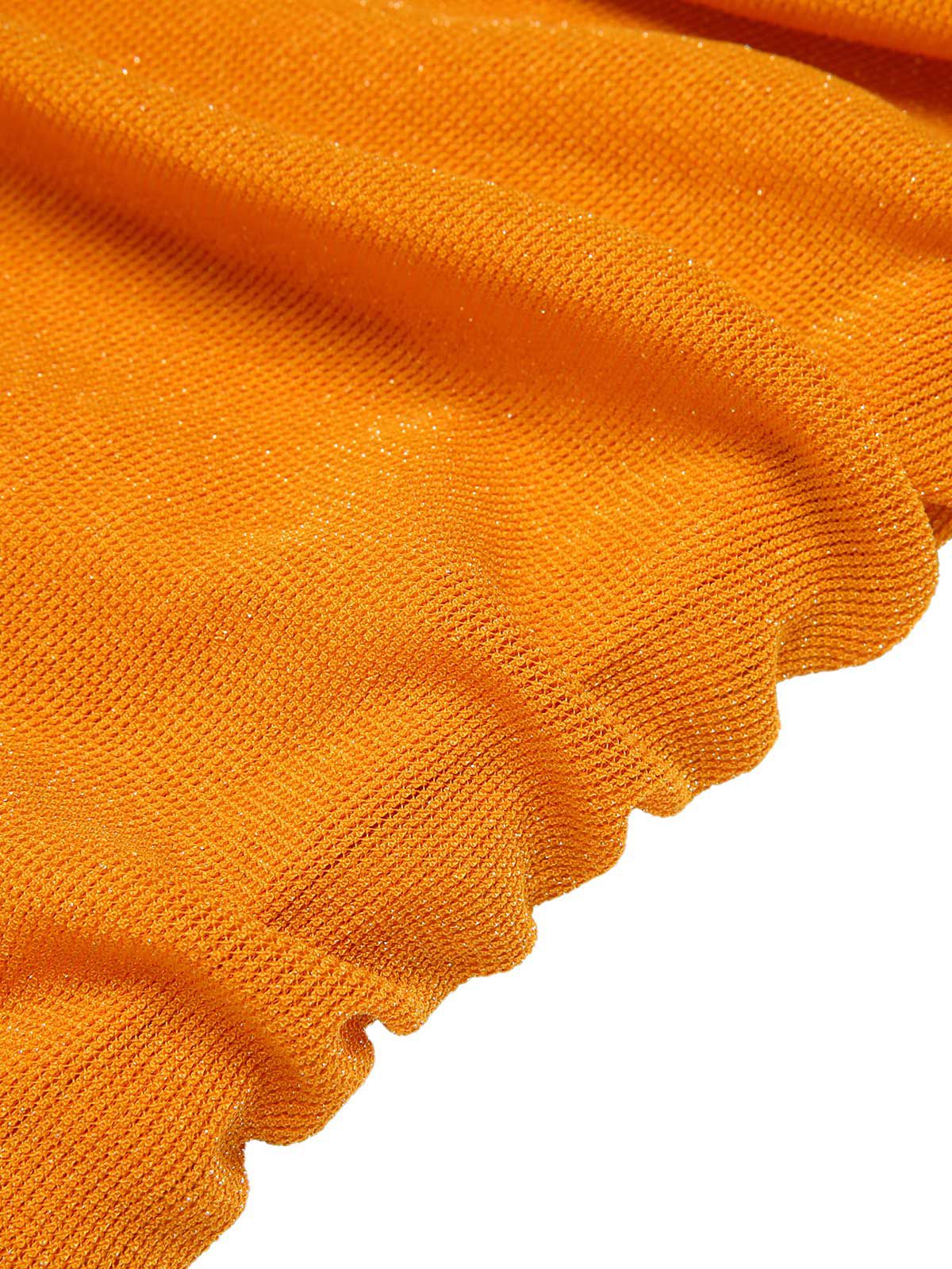 Orange 1960s Solid Folds Halter Pencil Dress - Image 6