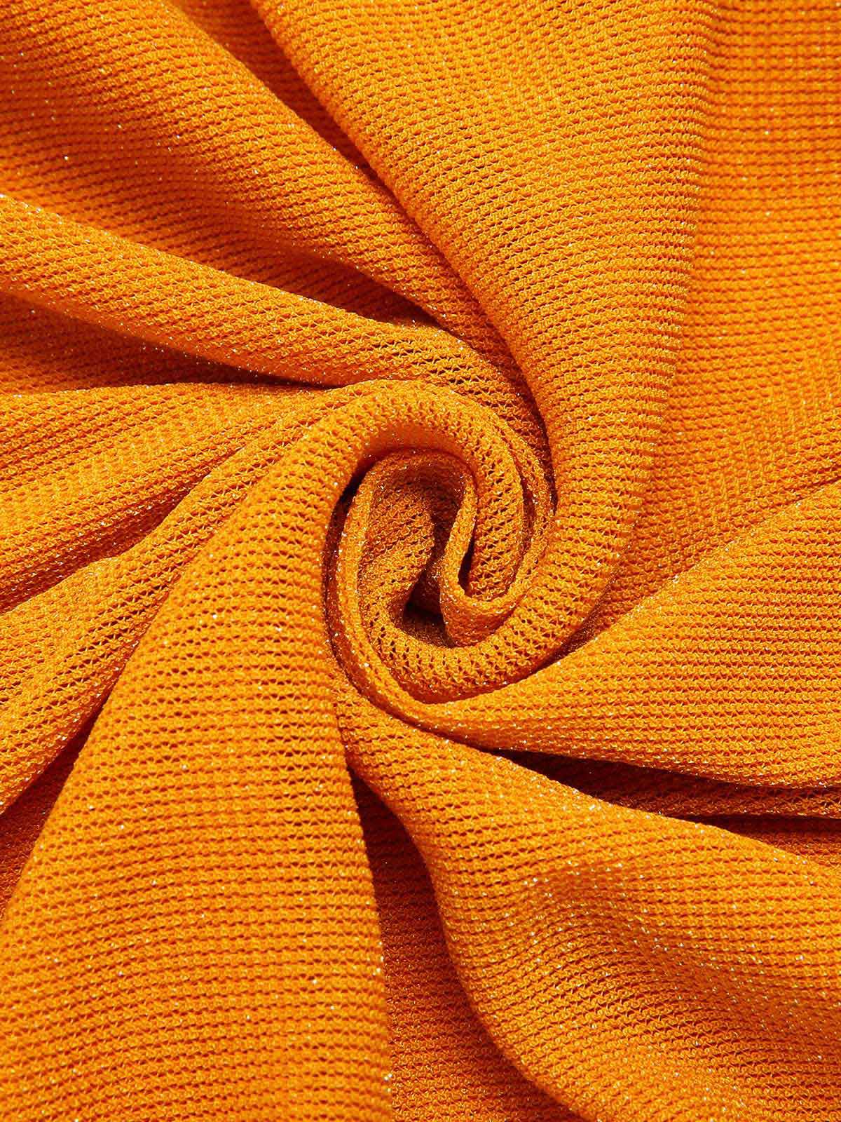 Orange 1960s Solid Folds Halter Pencil Dress - Image 7