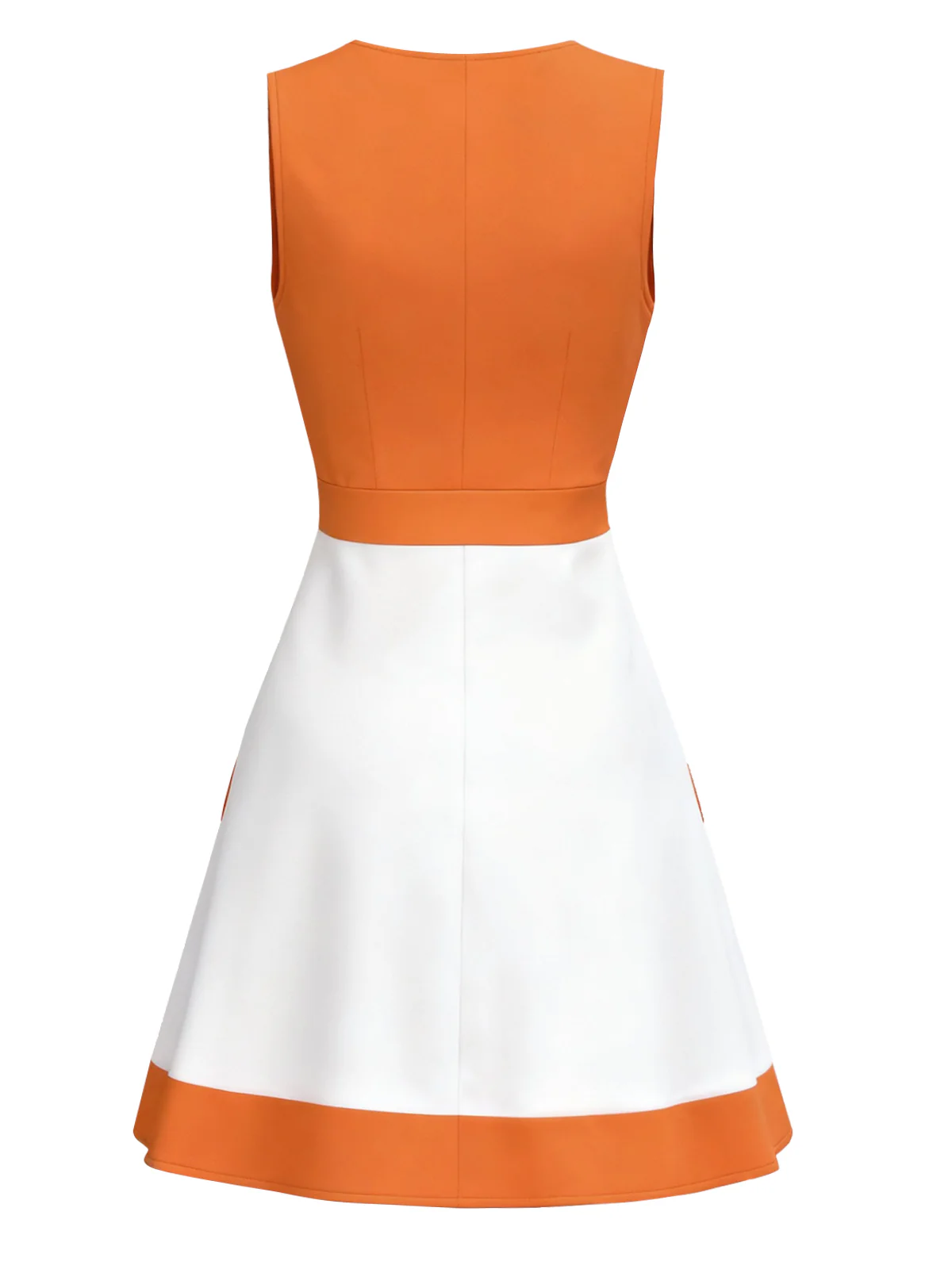 Orange & White 1960s Colorblock Sleeveless Mod Dress - Image 3