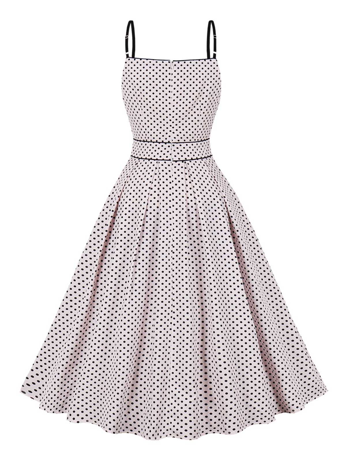 Pale Pink 1950s Polka Dots Swing Dress - Image 2