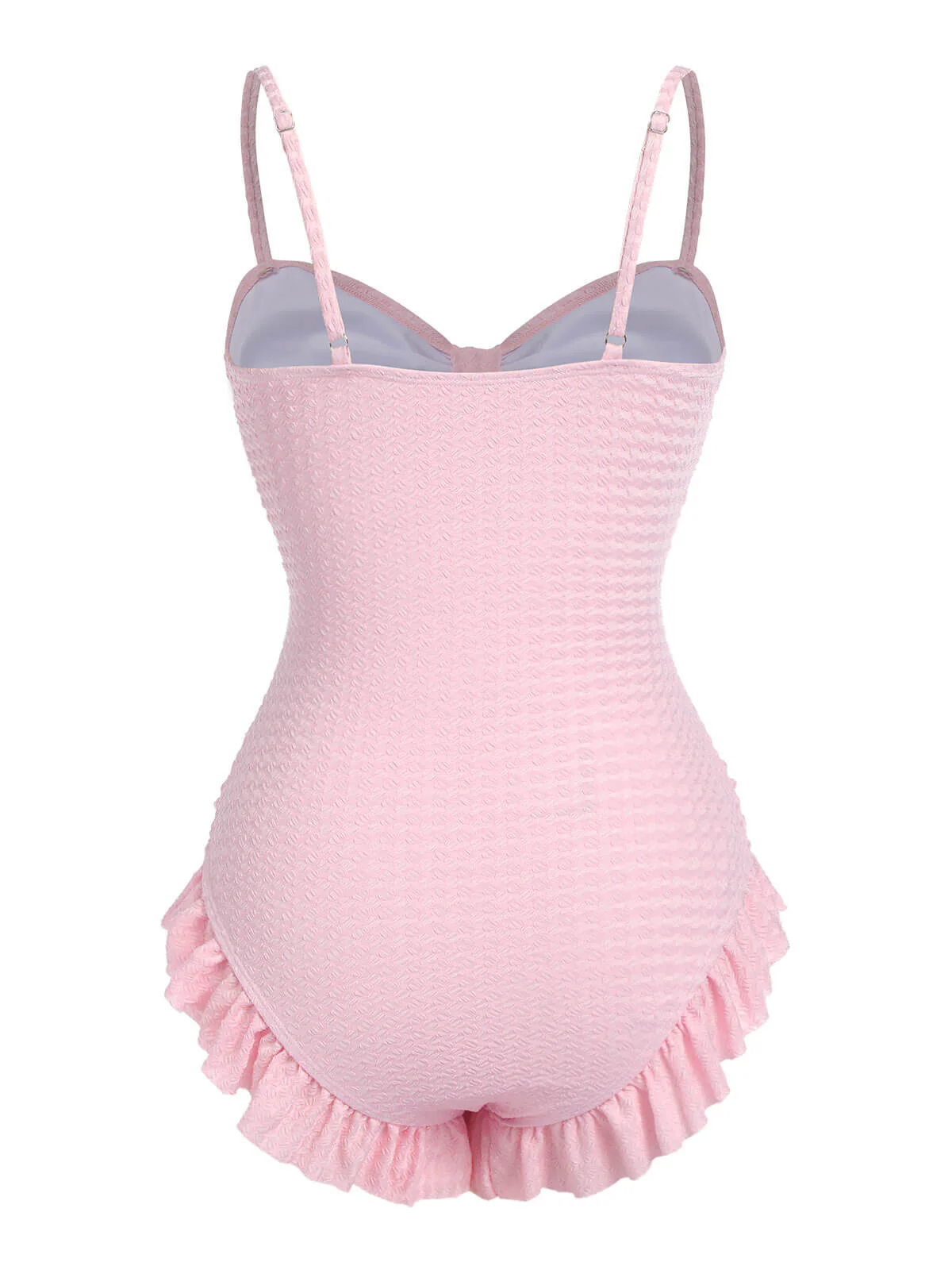 Pale Pink 1950s Solid Ruched Swimsuit - Image 5
