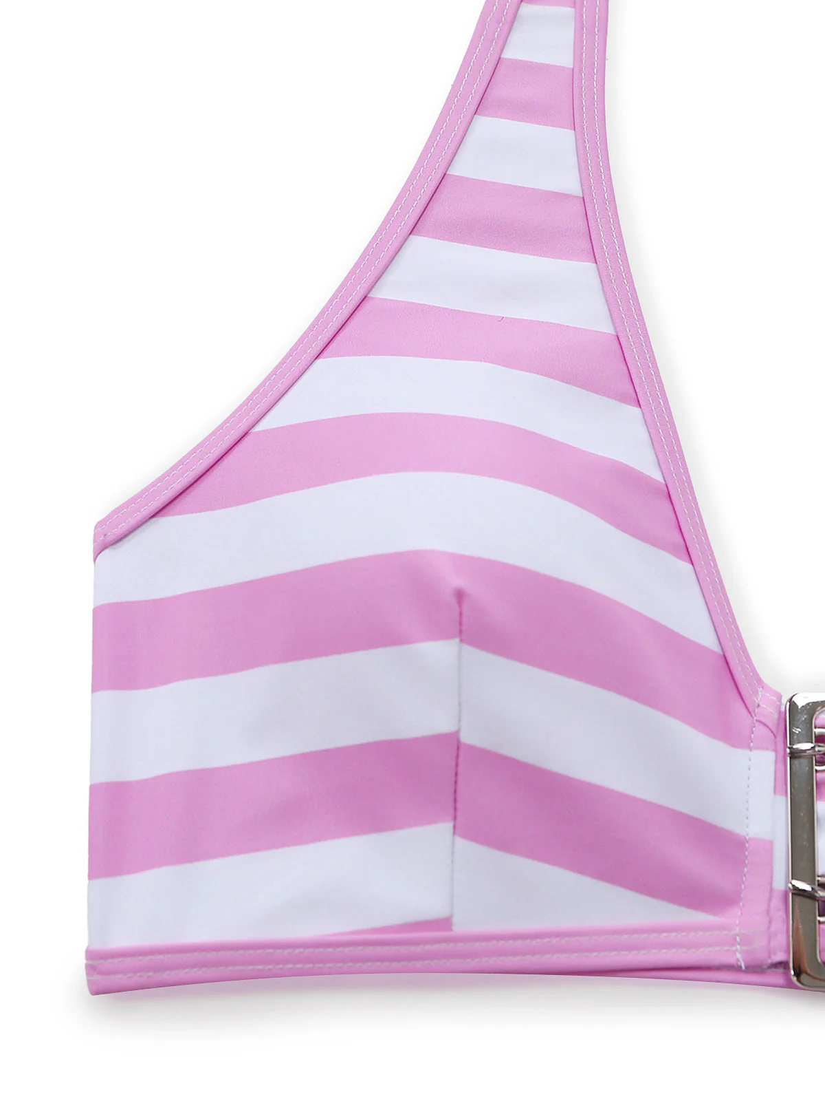 [Pre-Sale] Pale Pink 1950s Striped Halter Ruffle Bikini Set - Image 5