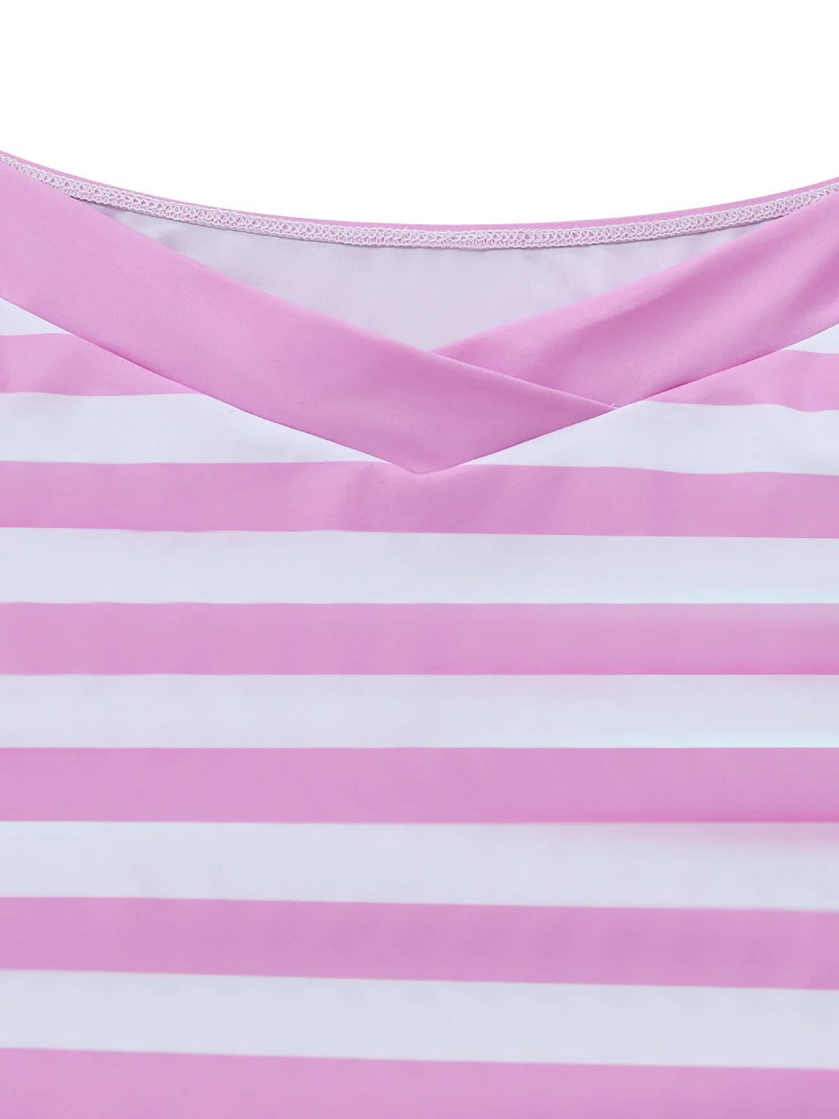 [Pre-Sale] Pale Pink 1950s Striped Halter Ruffle Bikini Set - Image 6
