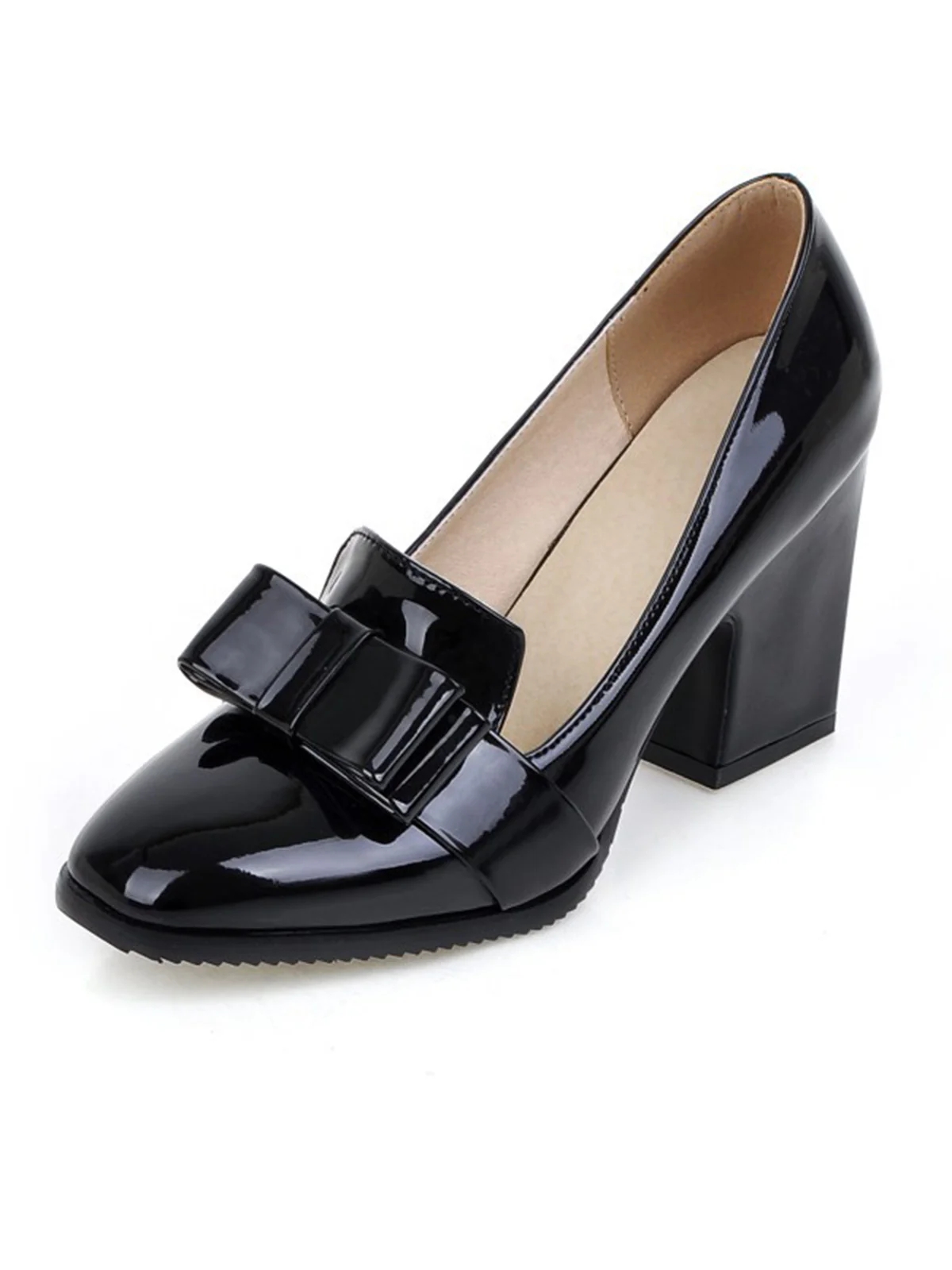Patent Leather Bow Shiny High Heels - Image 2