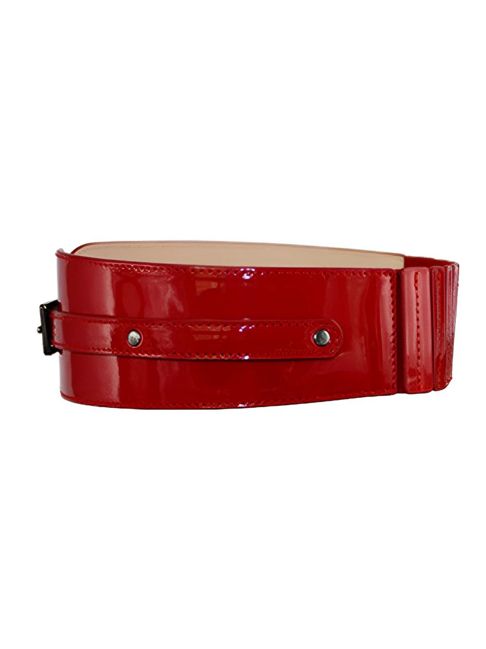 Patent Leather Buckle Vintage Wide Belt - Image 4