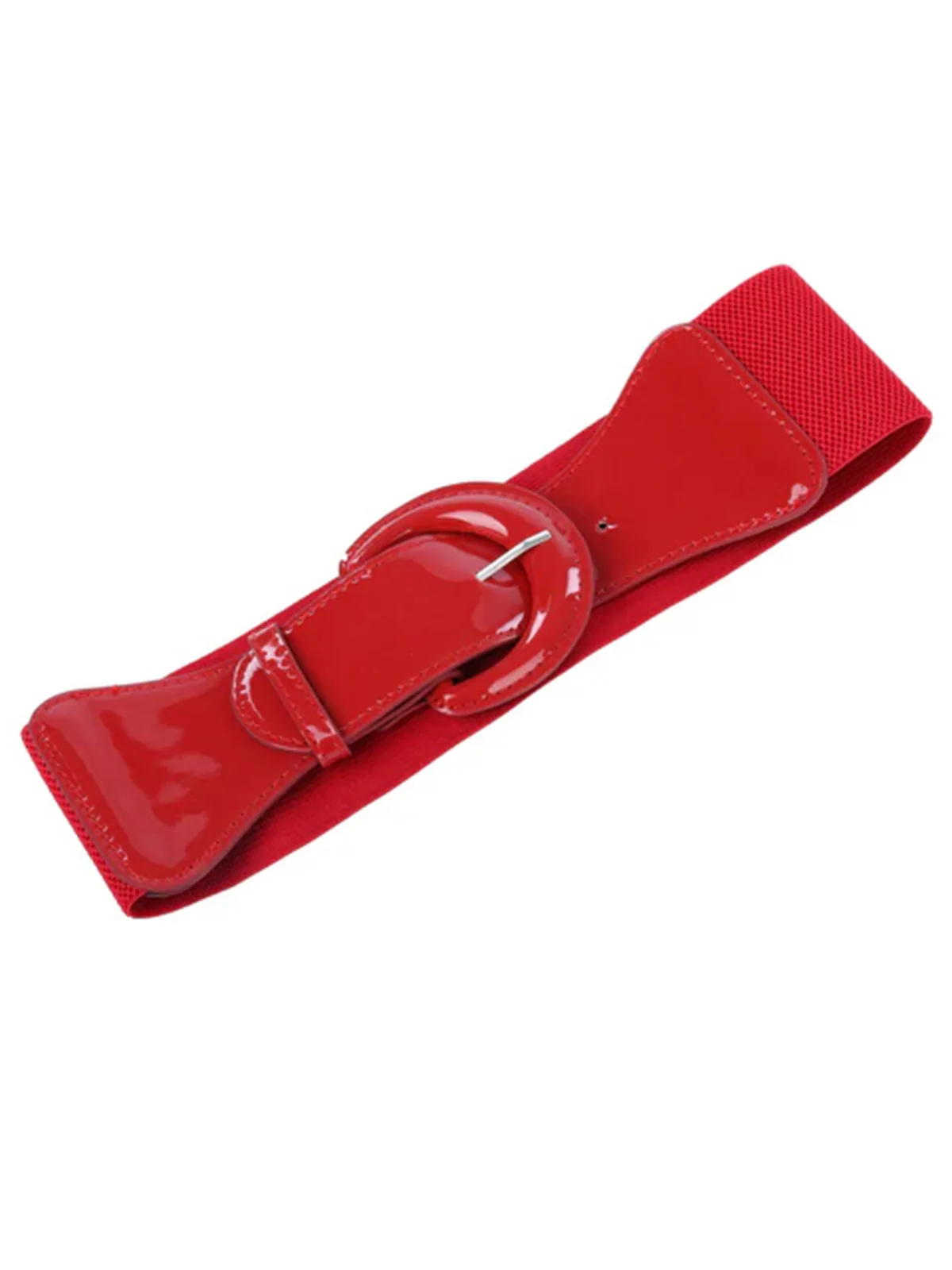 Patent Leather Elastic Buckle Vintage Belt - Image 3