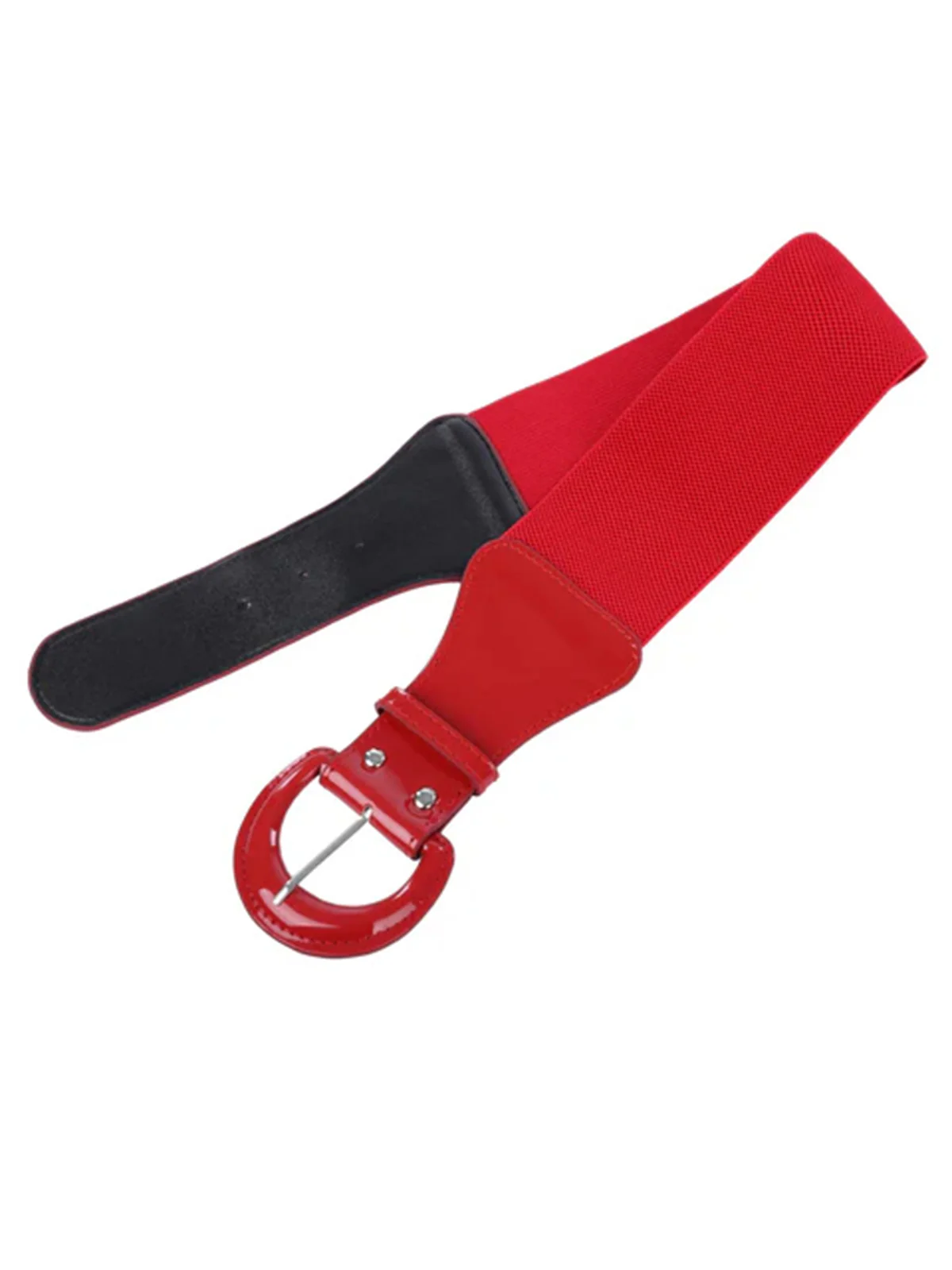 Patent Leather Elastic Buckle Vintage Belt - Image 4