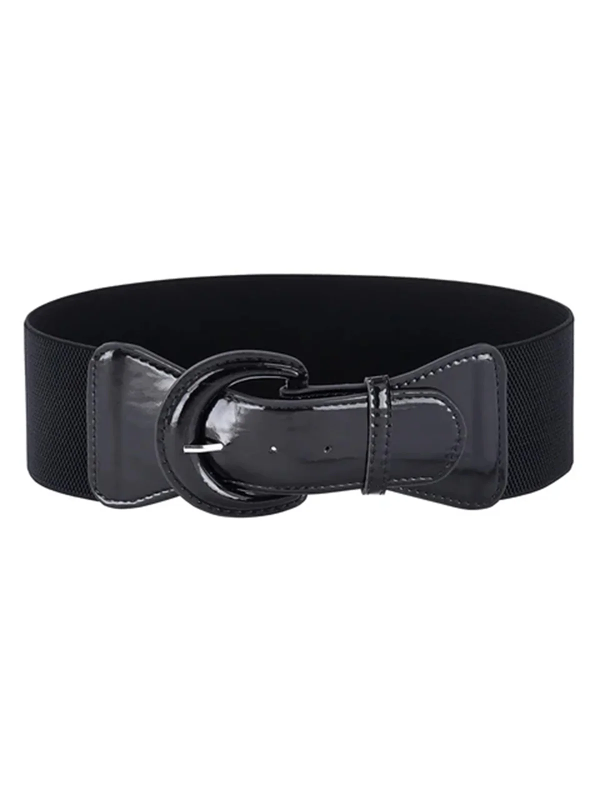 Patent Leather Elastic Buckle Vintage Belt - Image 6