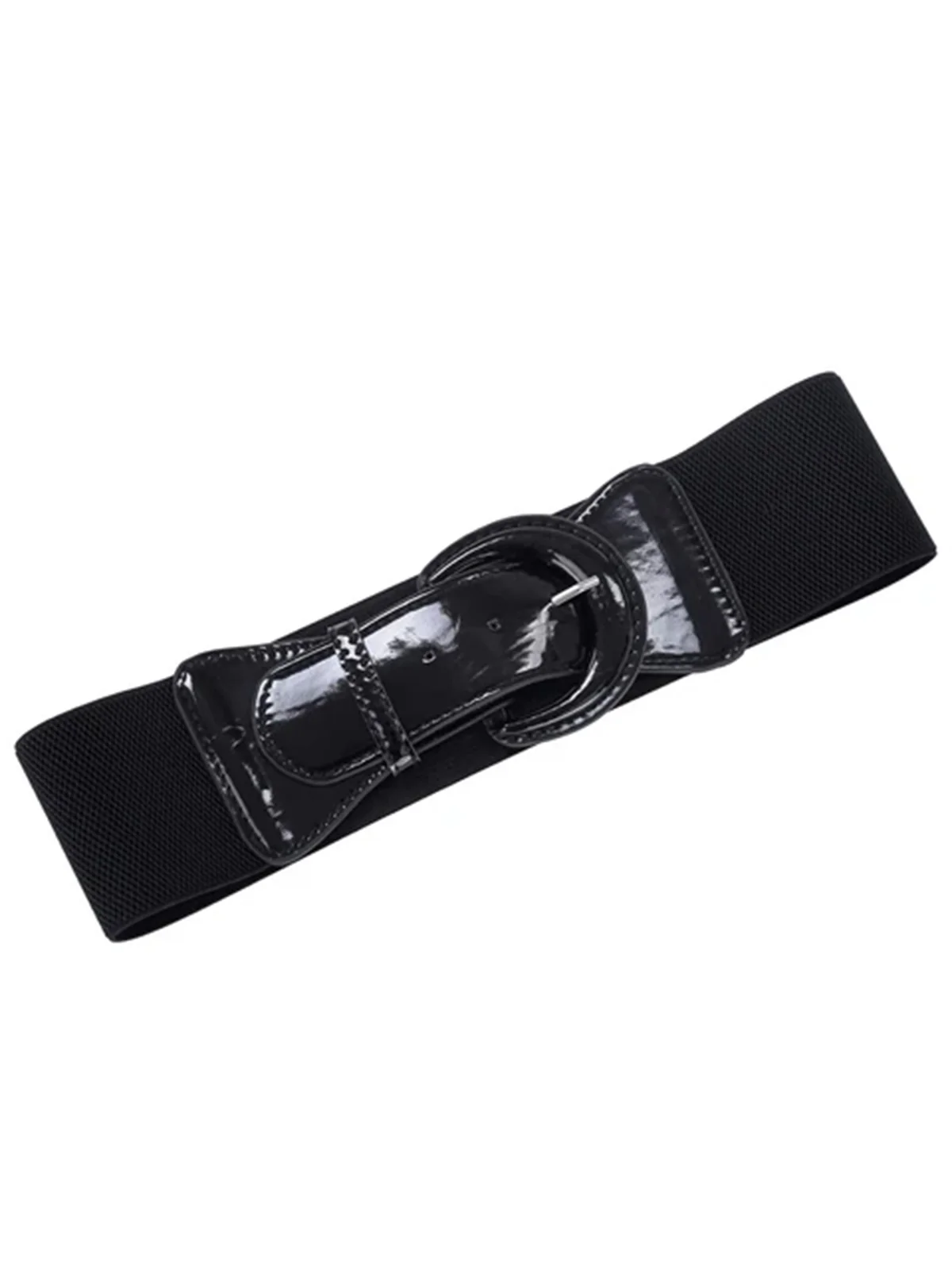 Patent Leather Elastic Buckle Vintage Belt - Image 8