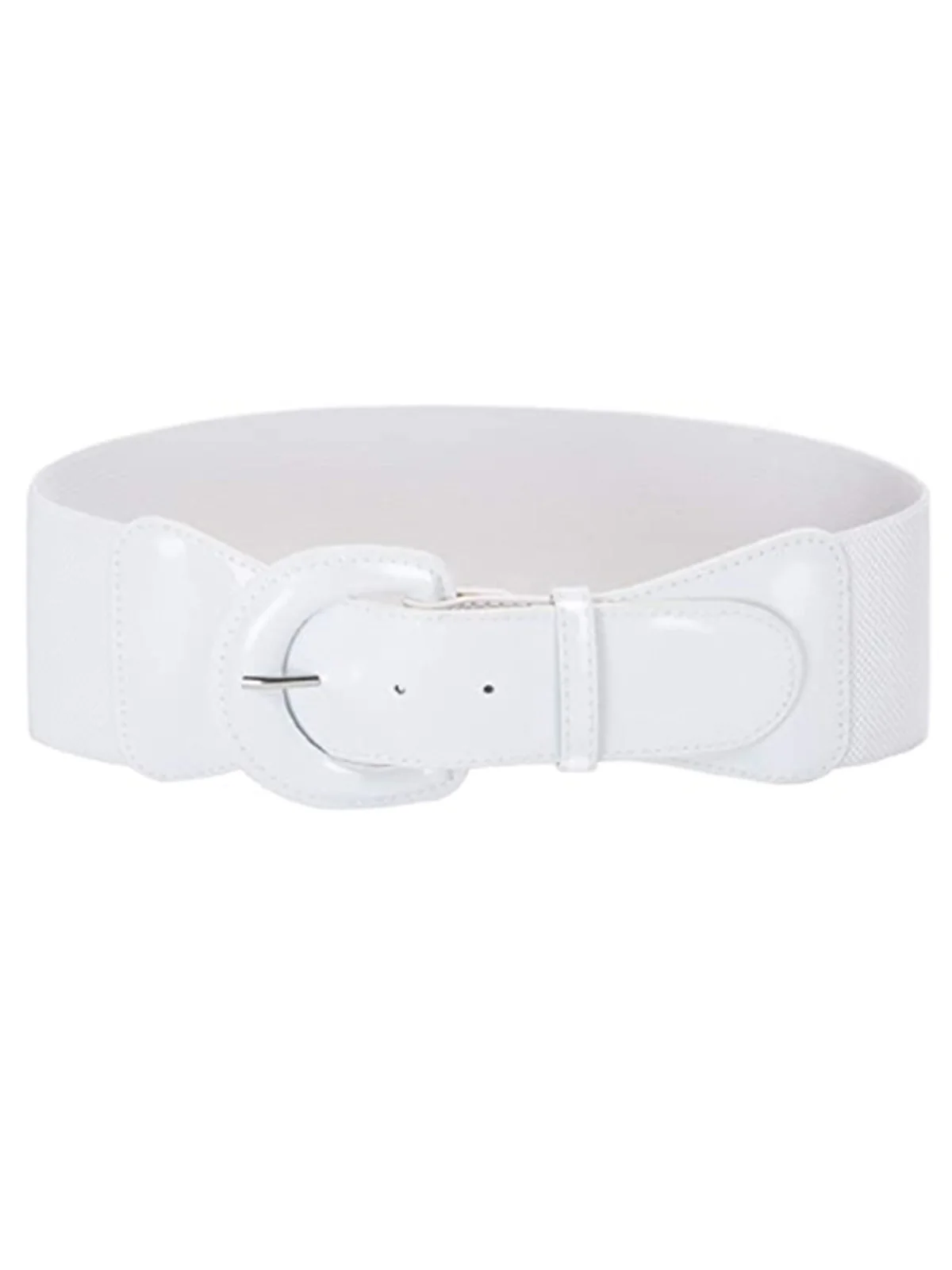 Patent Leather Elastic Buckle Vintage Belt - Image 9