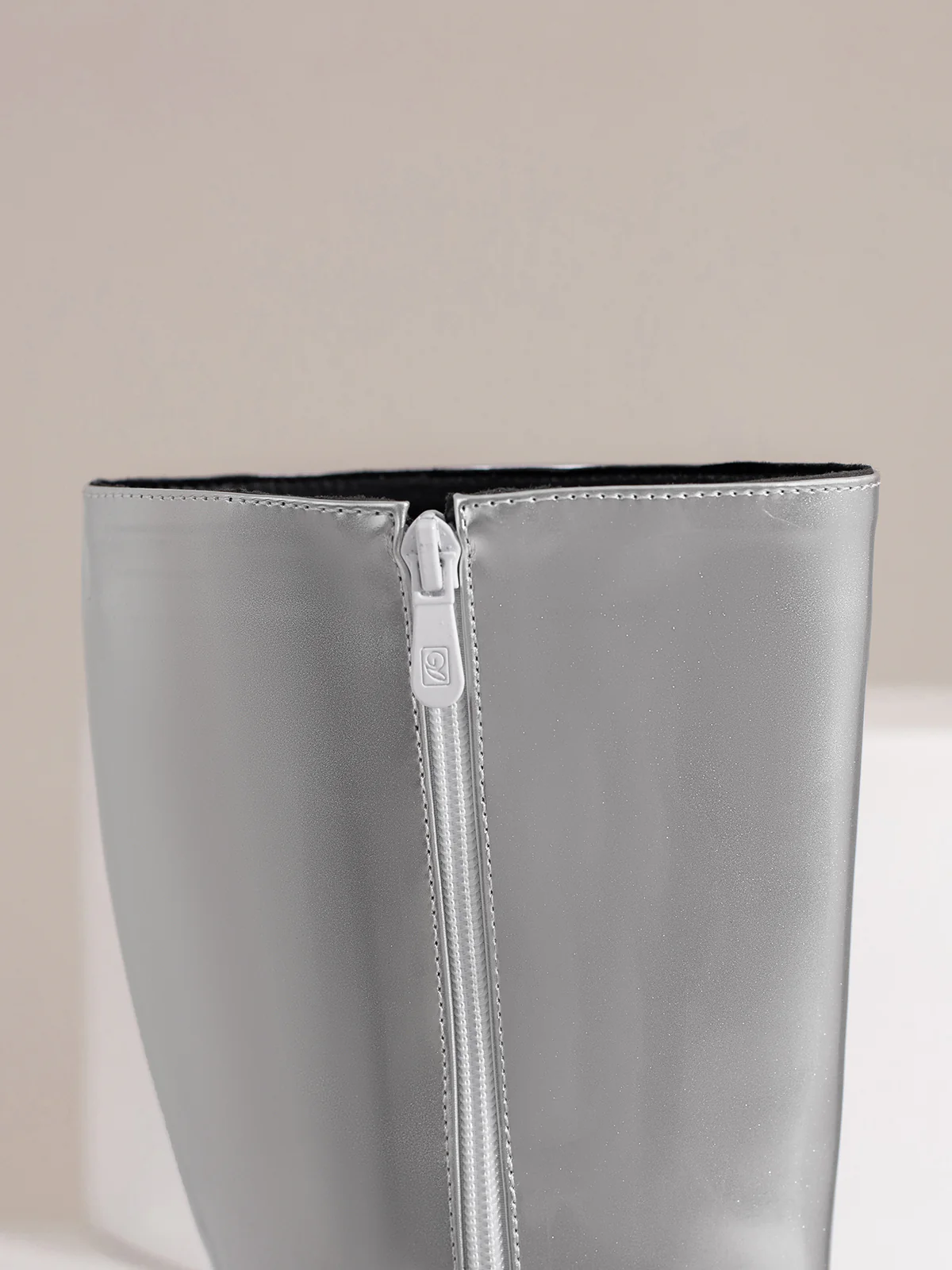 Patent Leather Round Toe Solid High Heel Boots - Image 29