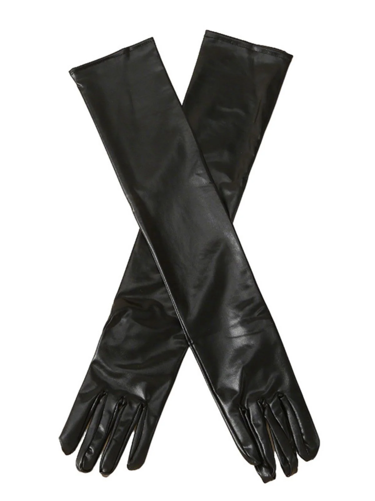 Patent Leather Solid Full Finger Gloves - Image 10