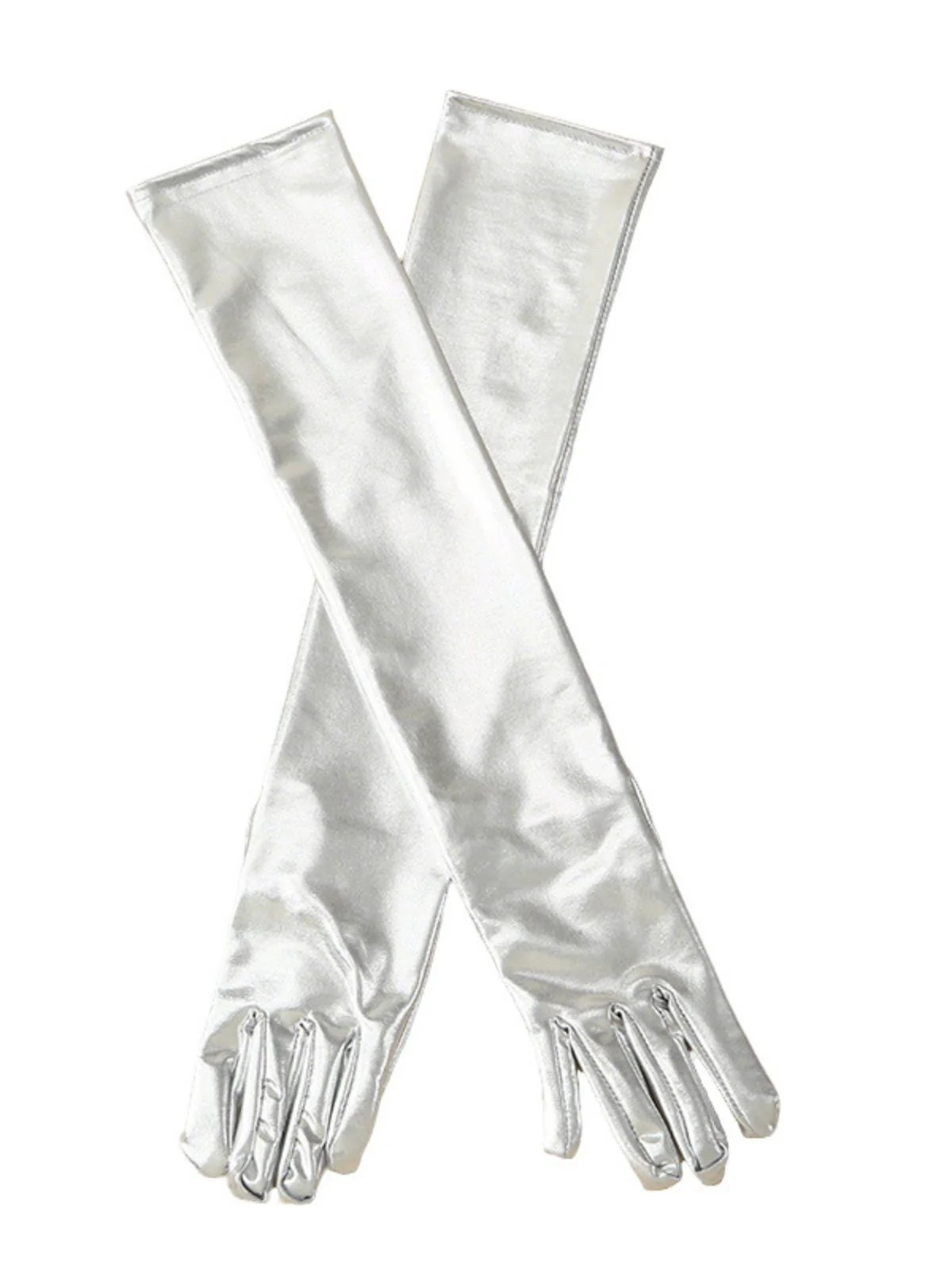 Patent Leather Solid Full Finger Gloves - Image 3