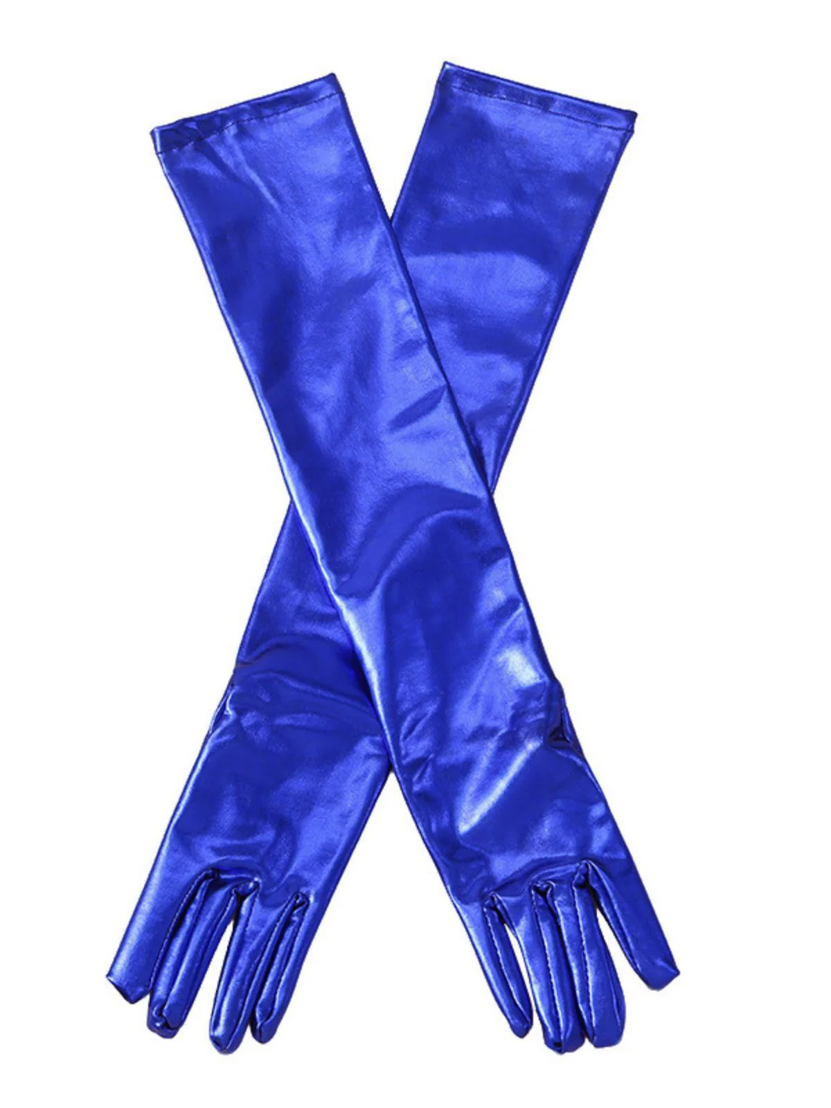 Patent Leather Solid Full Finger Gloves - Image 5