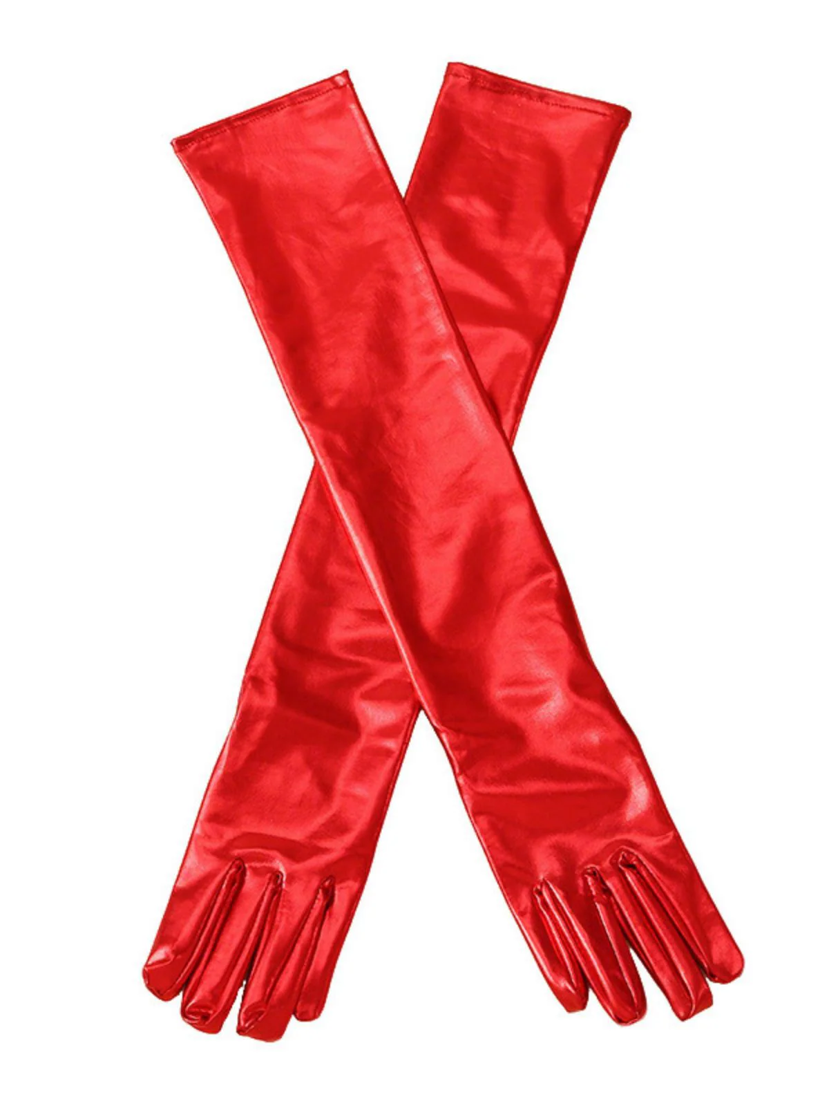 Patent Leather Solid Full Finger Gloves - Image 6