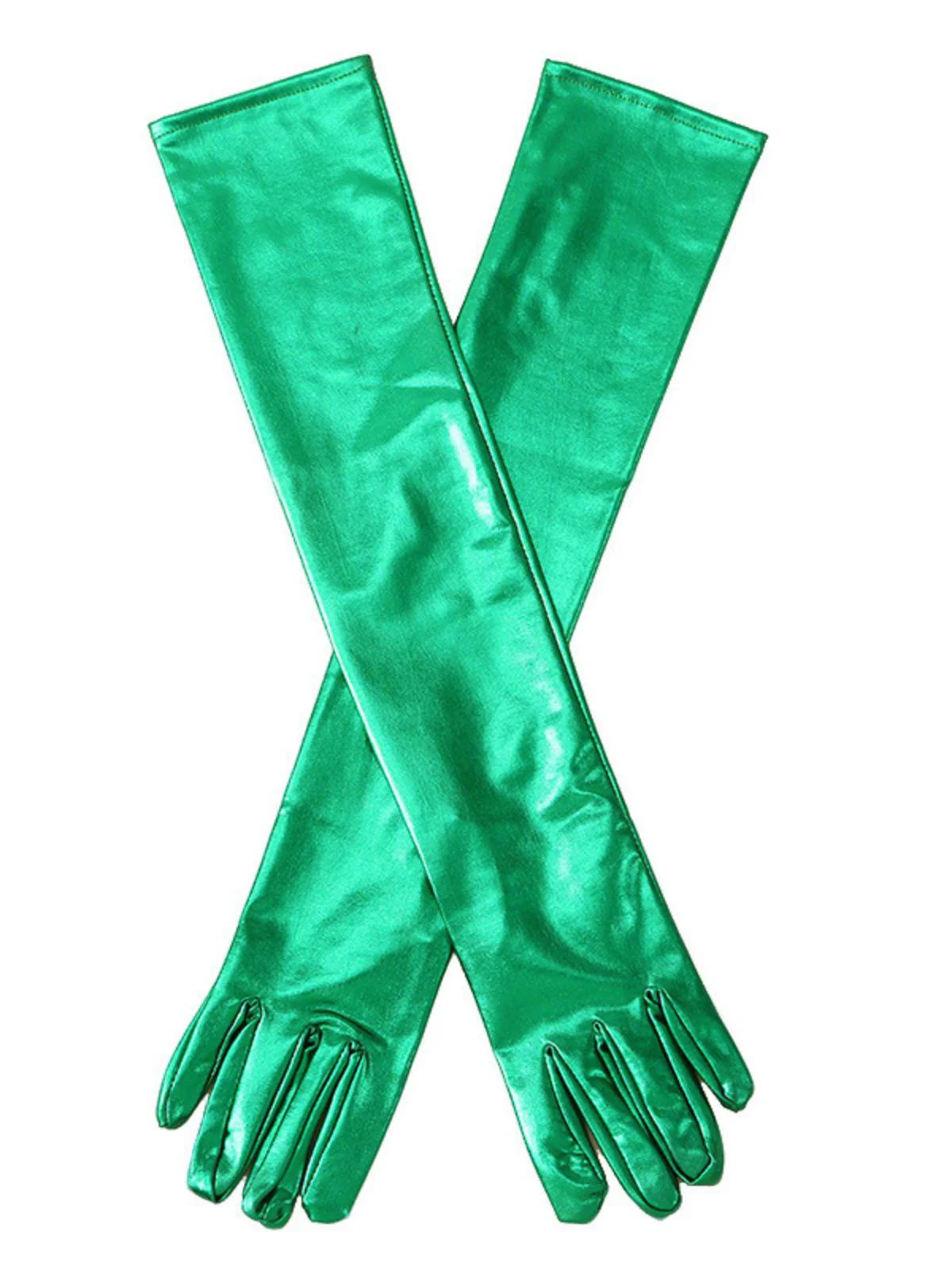 Patent Leather Solid Full Finger Gloves - Image 7
