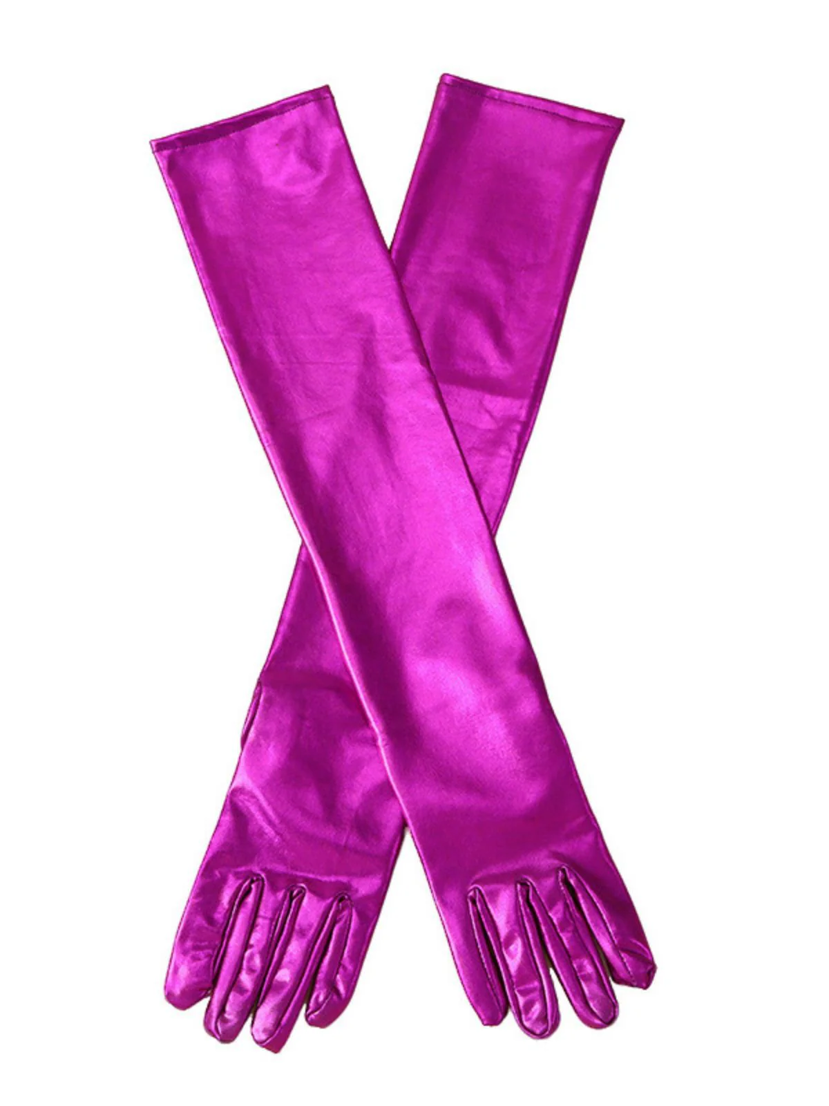 Patent Leather Solid Full Finger Gloves - Image 8